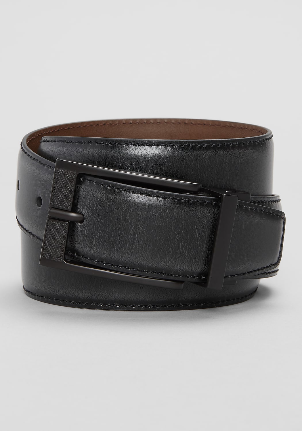 Joseph A. Bank Stitched Feather Edge Two-Tone Reversible Leather Belt
