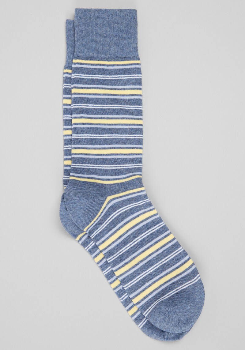Men's Jos. A. Bank Color Pop Stripe Socks, 1-Pair at Jos. A. Bank, Blue/Denim Heather, Size Mid Calf