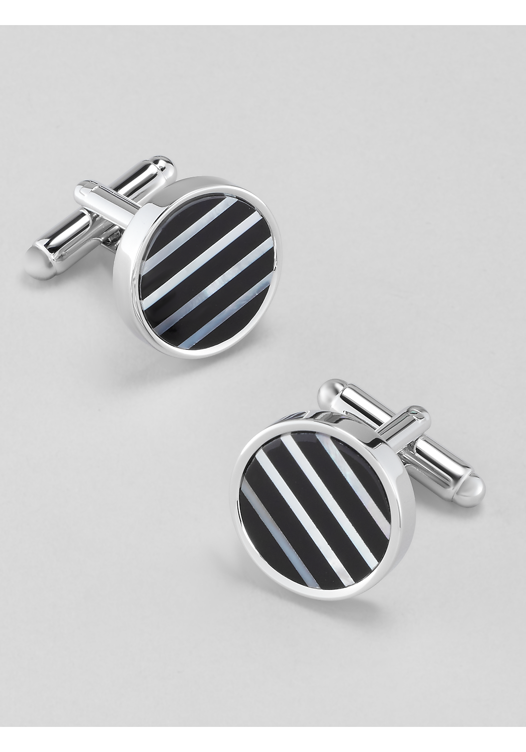 Joseph A. Bank Onyx and Mother of Pearl Stripe Cufflinks