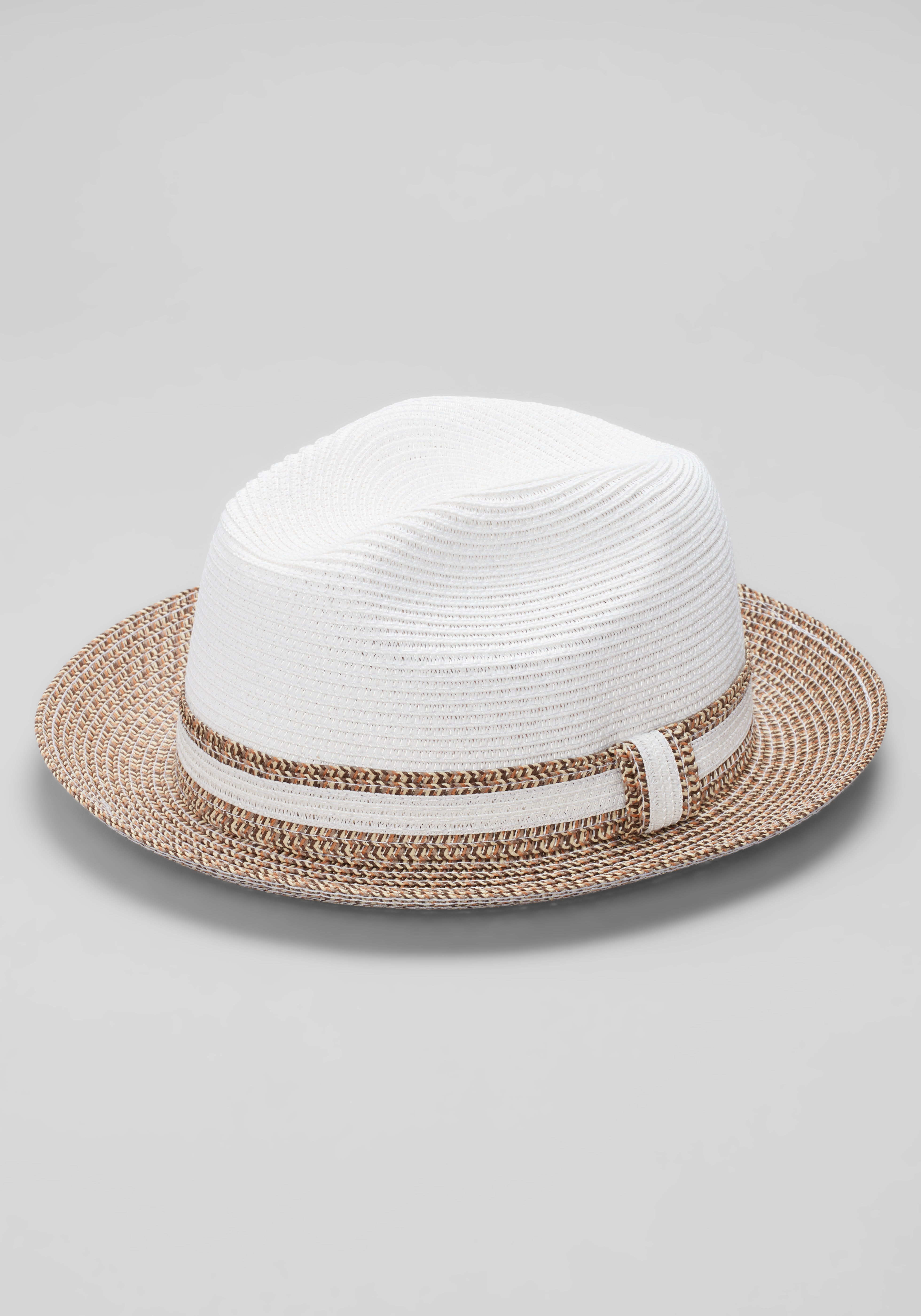 Men's New!, Jos. A. Bank Two-Tone Colorblock Straw Fedora - Jos A Bank