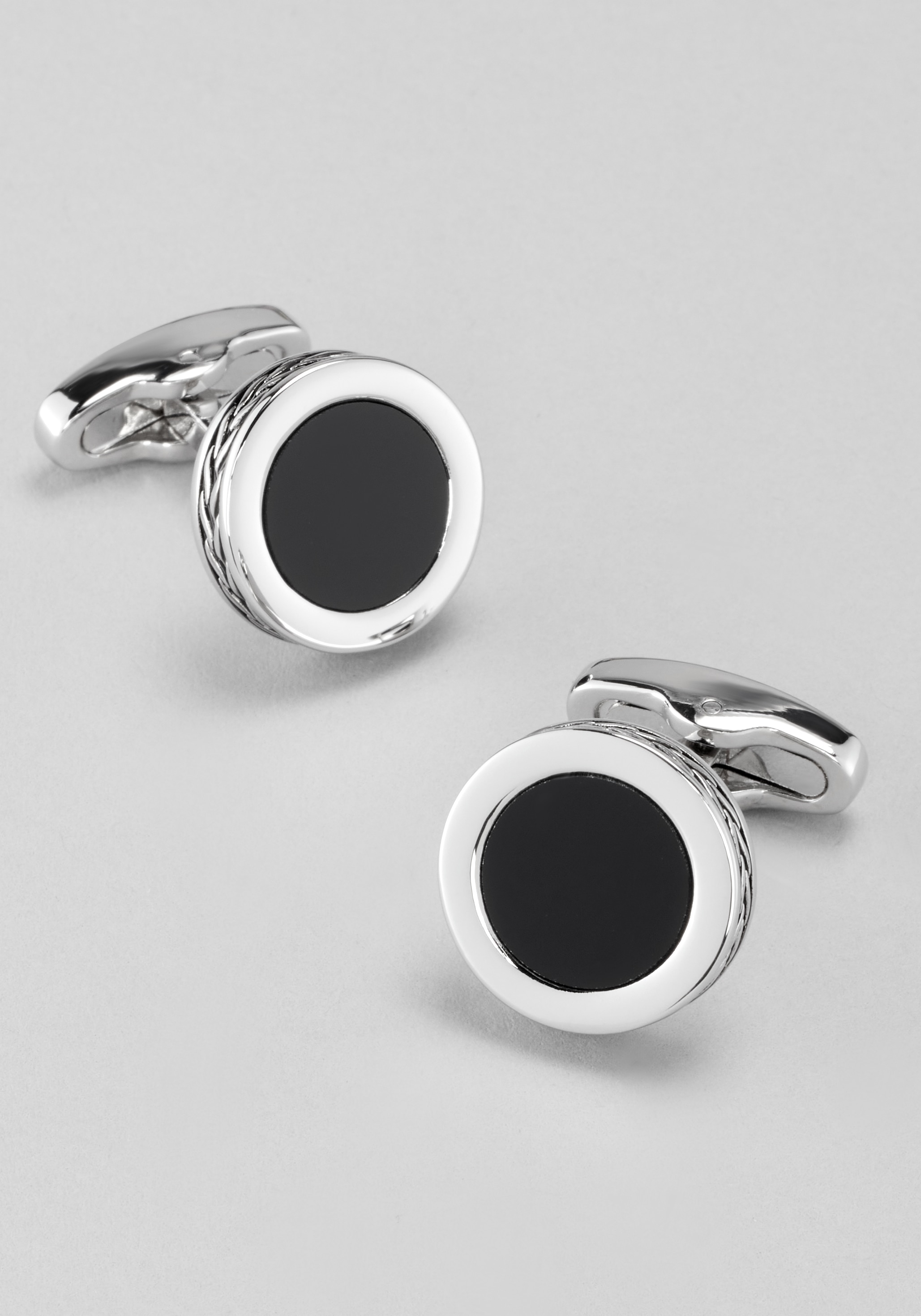Men's Accessories, Jos. A. Bank Round Onyx Ornate Border Cufflinks - Jos A Bank