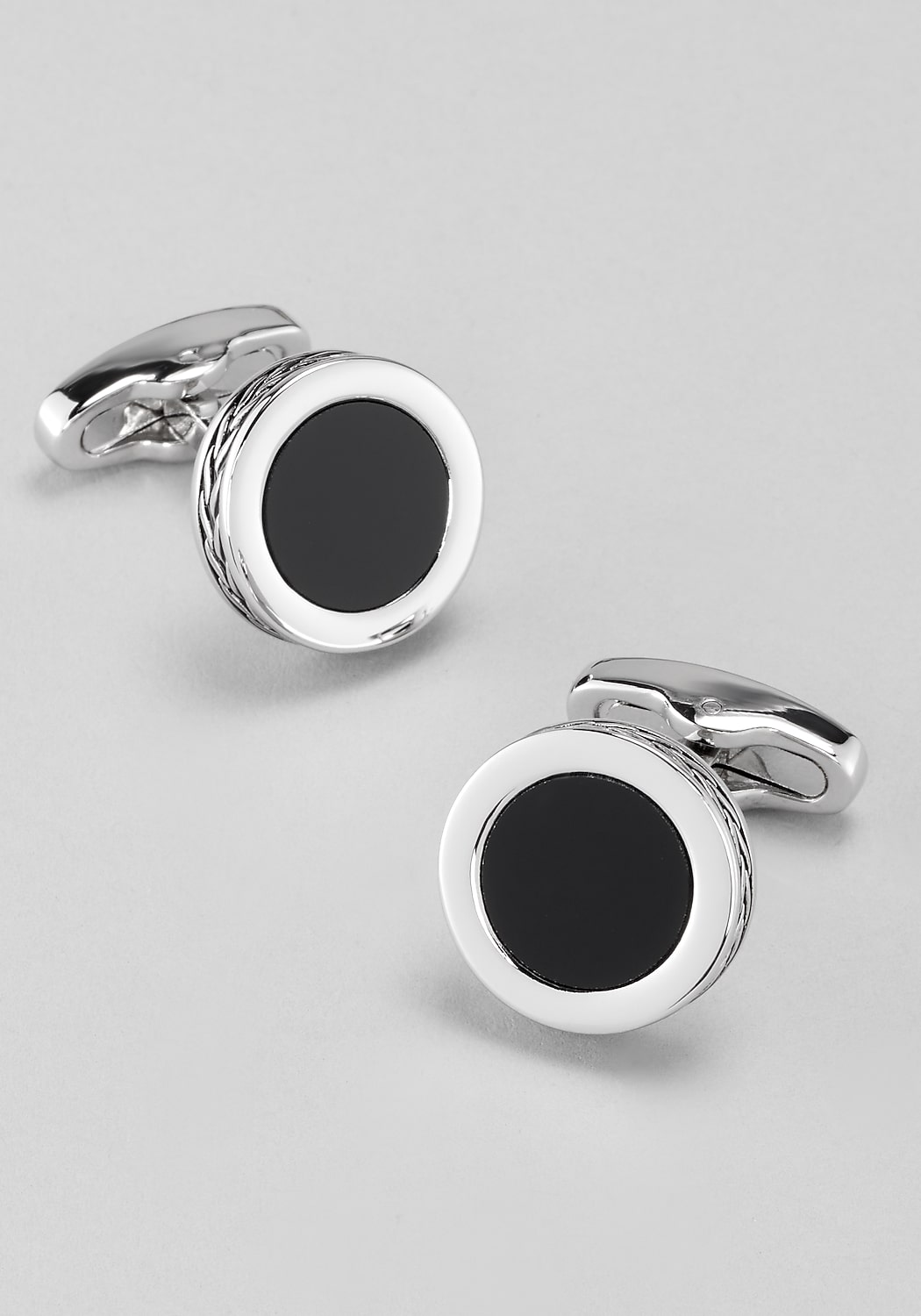 Jos. A. Bank Round Onyx Ornate Border Cufflinks
