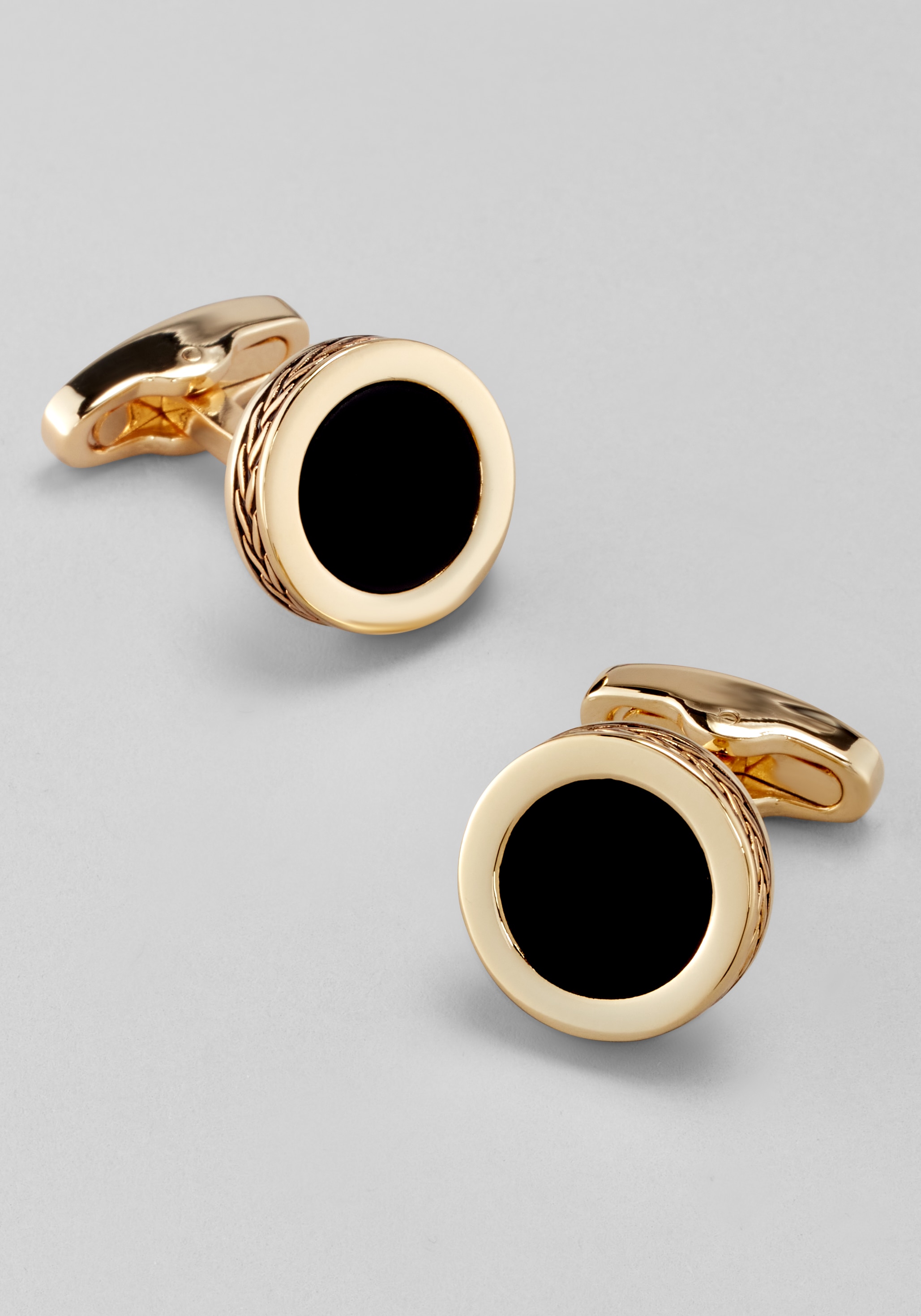 Jos. A. Bank Round Onyx Ornate Border Cufflinks