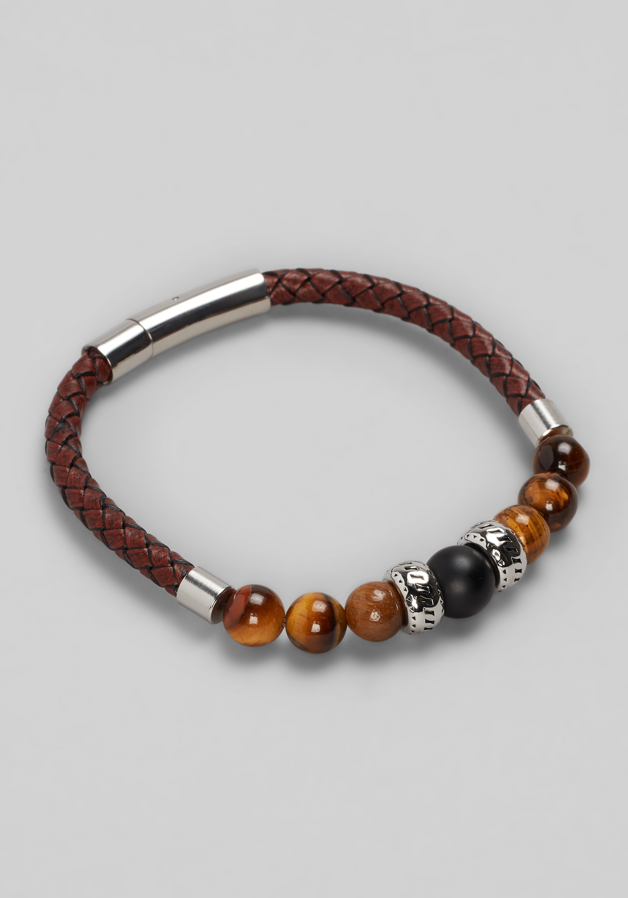Men's Accessories, Jos. A. Bank Leather and Beads Bracelet - Jos A Bank