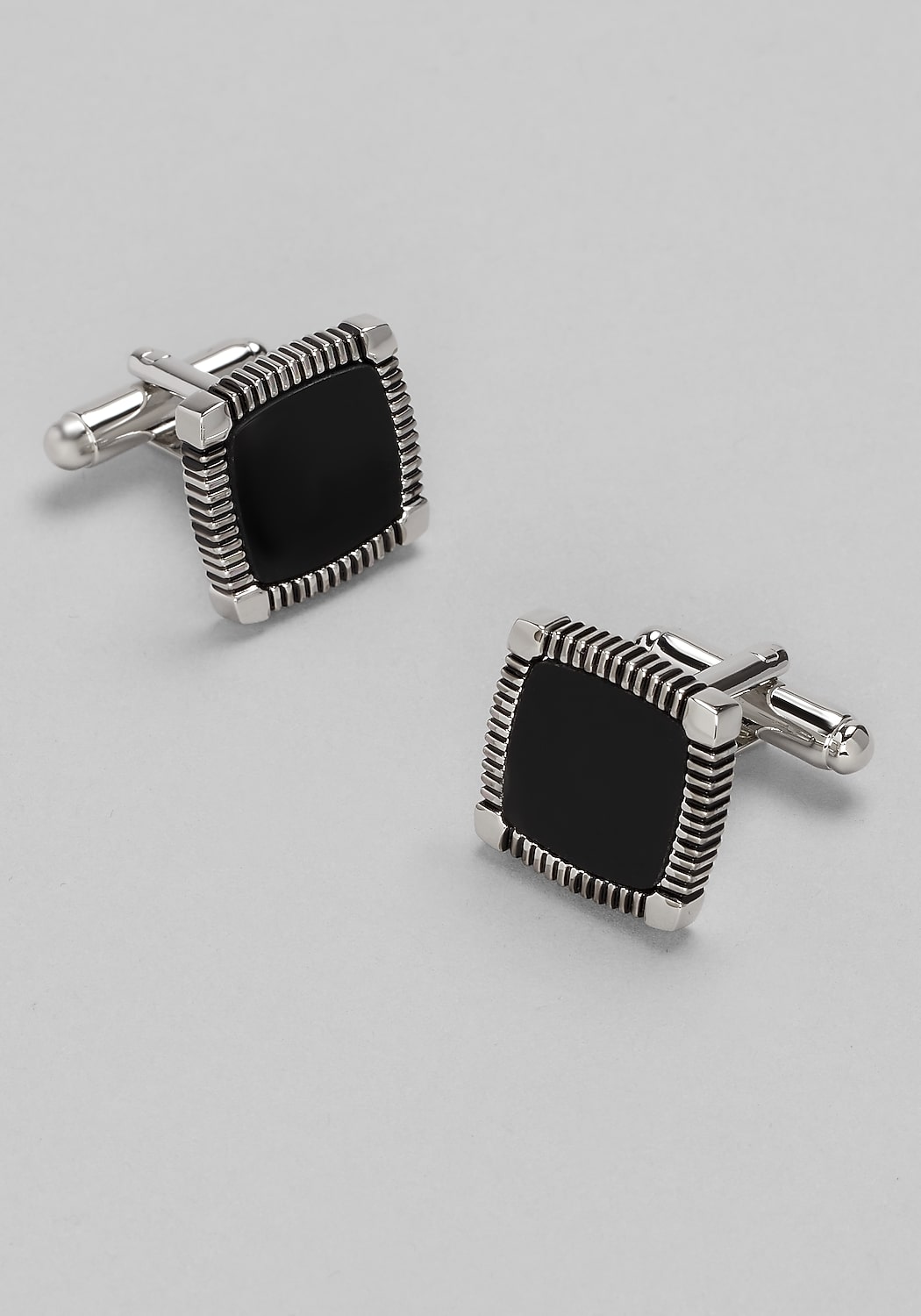 Joseph A. Bank Square Black Obsidian Antique Frame Cufflinks