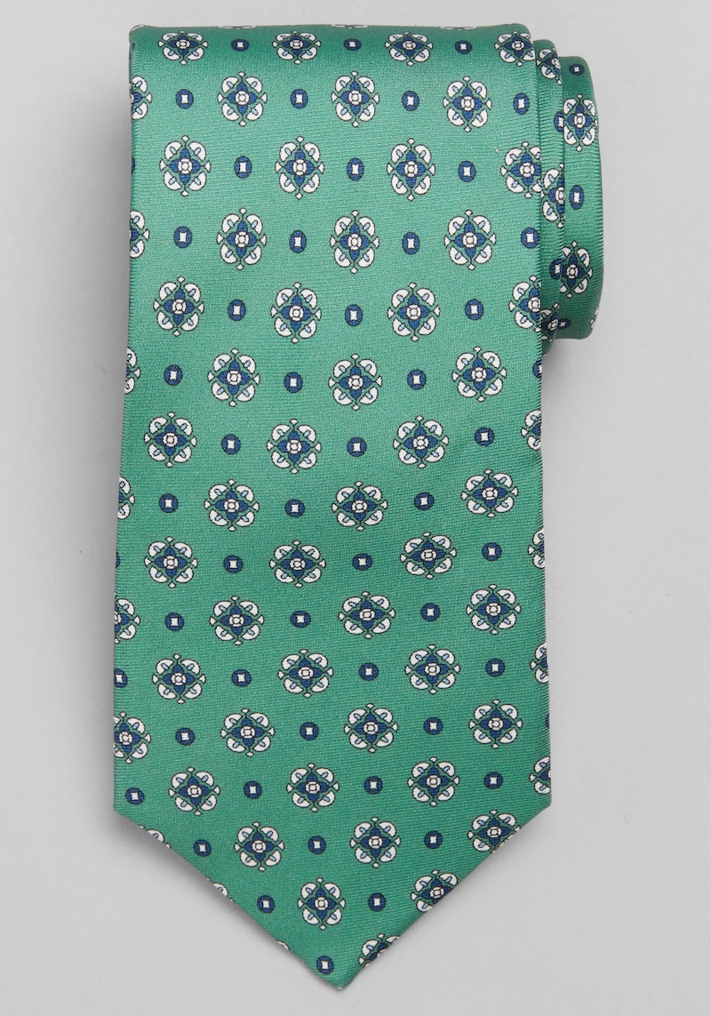 Men's Traveler Collection Simple Retro Neat Tie at Jos. A. Bank, Green, Size One