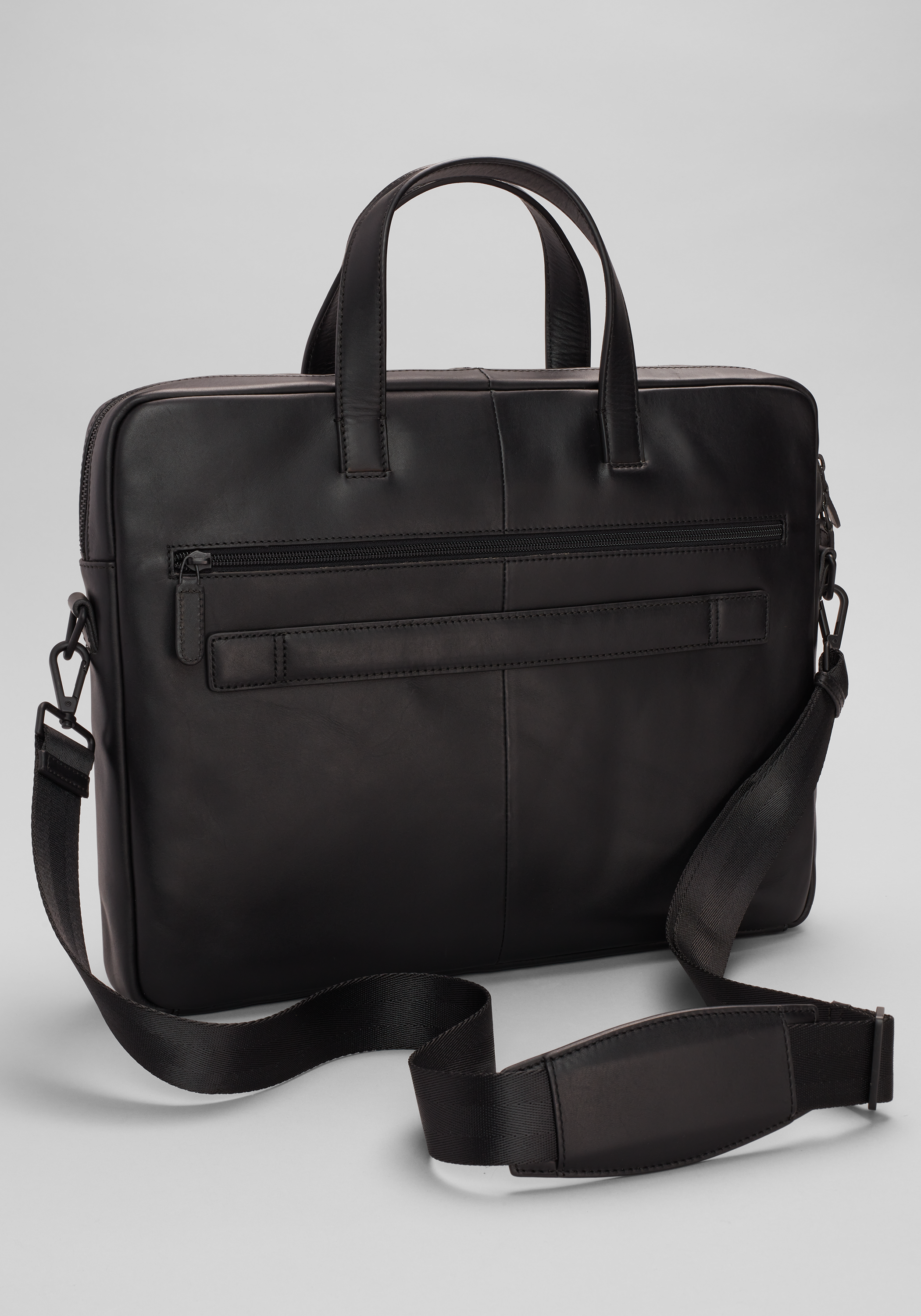 Jos. A. Bank Zip Front Leather Briefcase