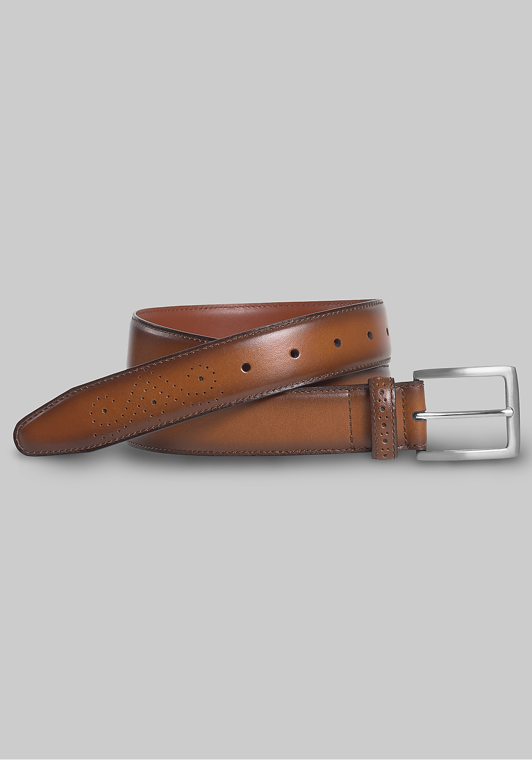 Johnston & Murphy Burnished Edge Leather Belt - Big & Tall