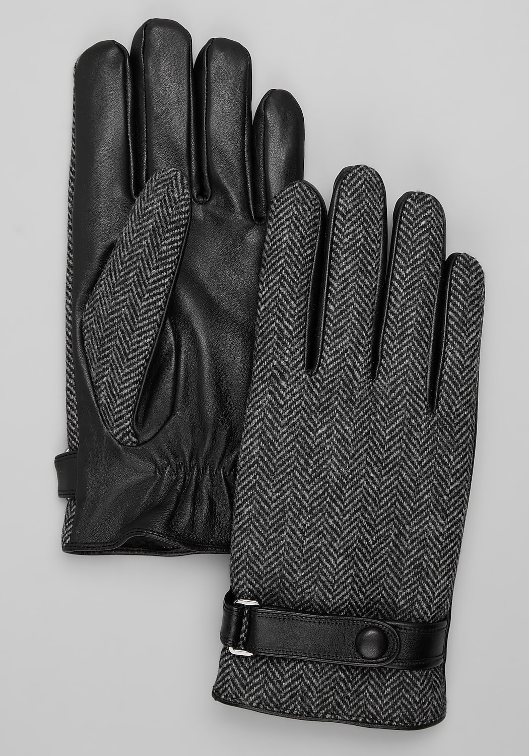 Reserve Collection Herringbone Fabric & Leather Gloves