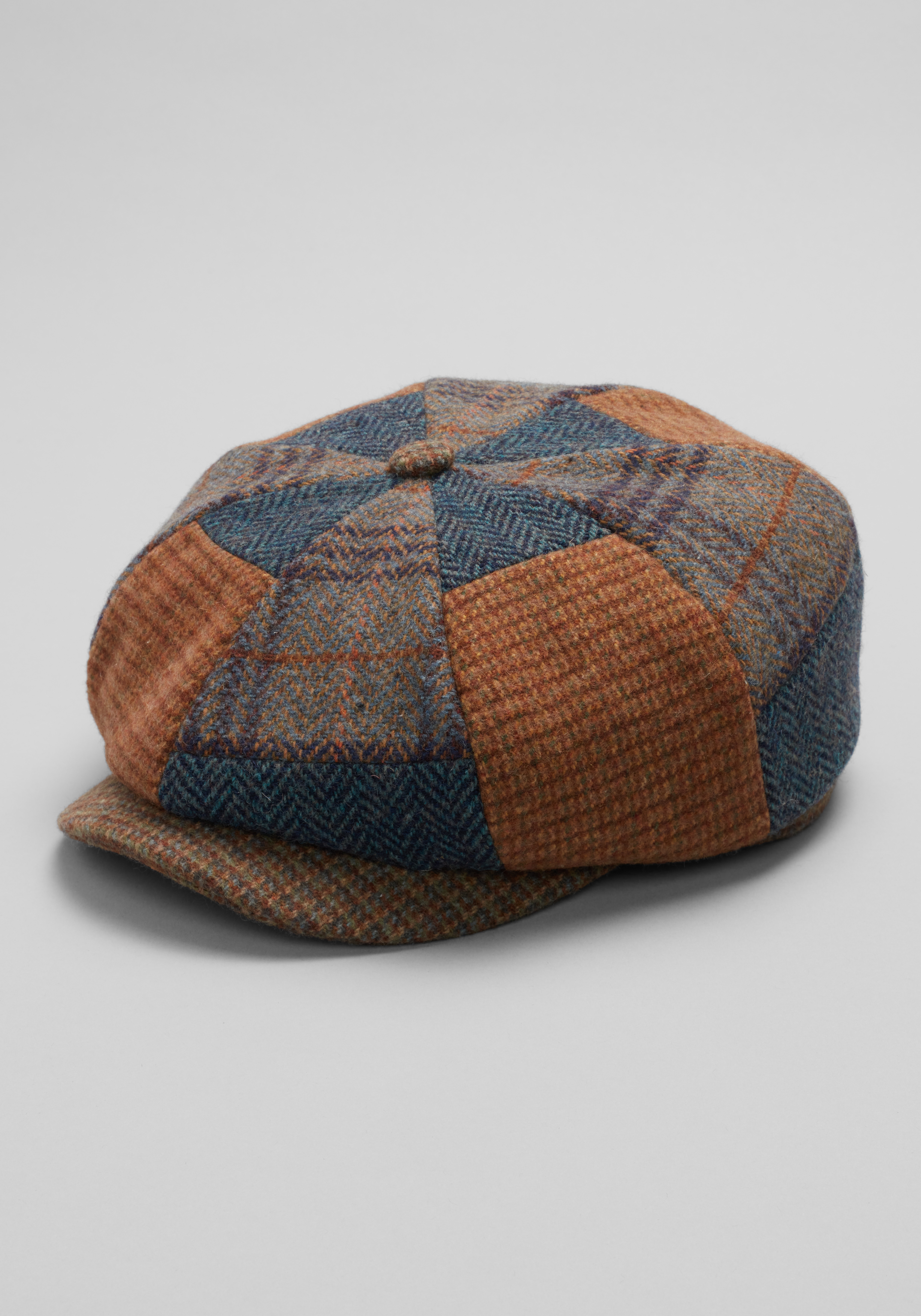 Men's Accessories, Jos. A. Bank Multi Plaid Patch Wool Blend 8/4 Cap - Jos A Bank