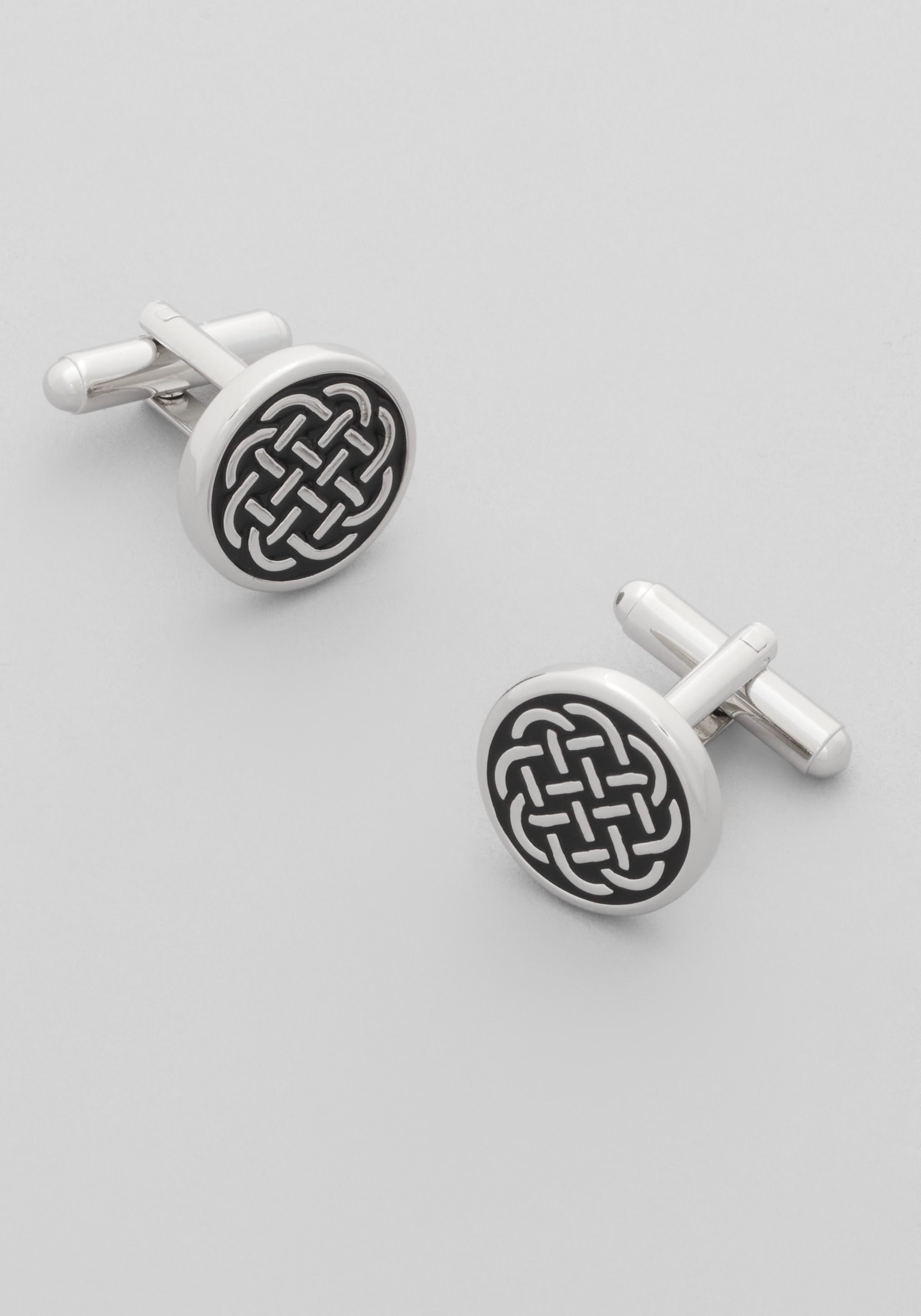 Jos. A. Bank Round Black Enamel Celtic Cufflinks