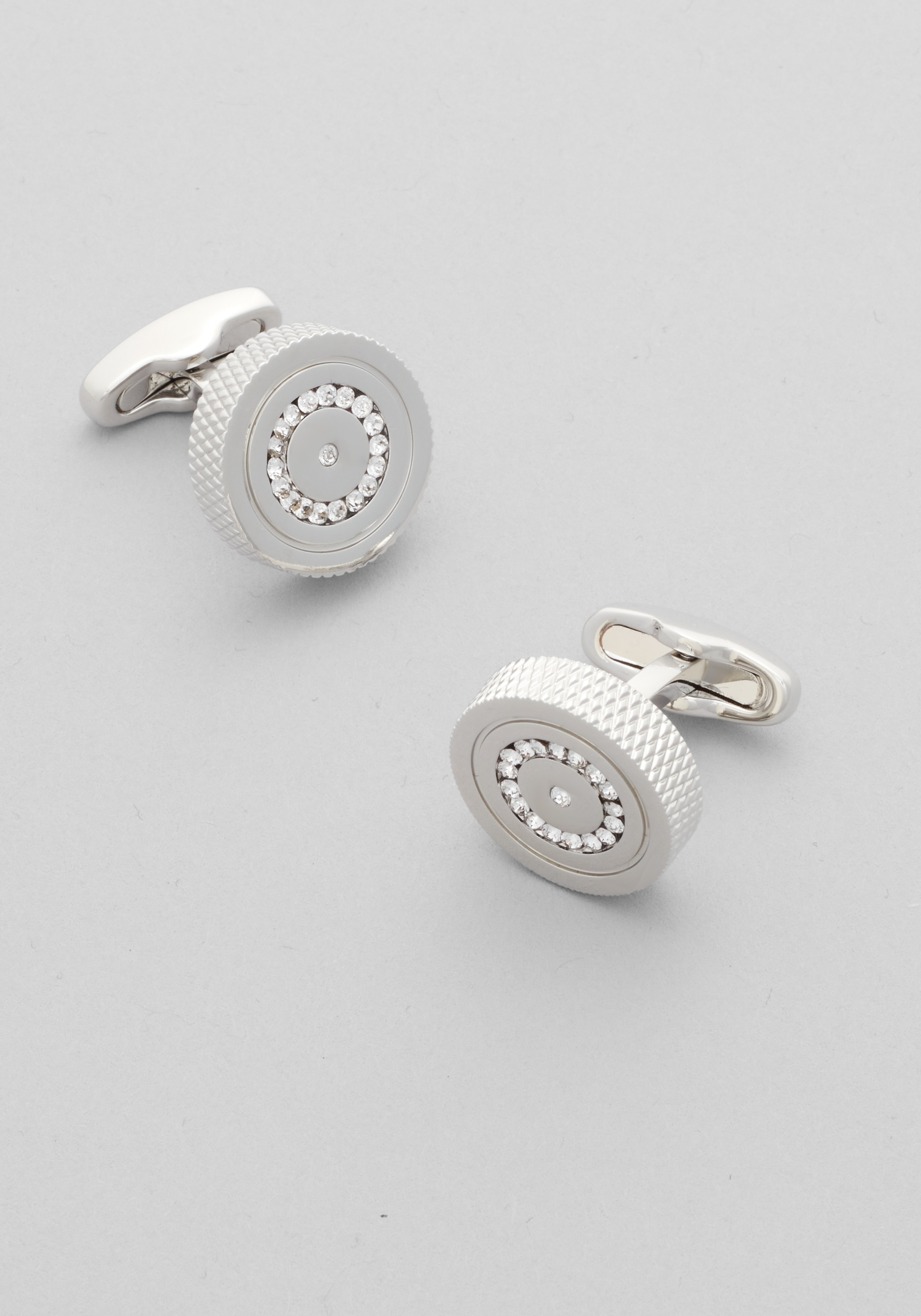 Men's Accessories, Jos. A. Bank Round Textured-Edge Crystal Cufflinks - Jos A Bank
