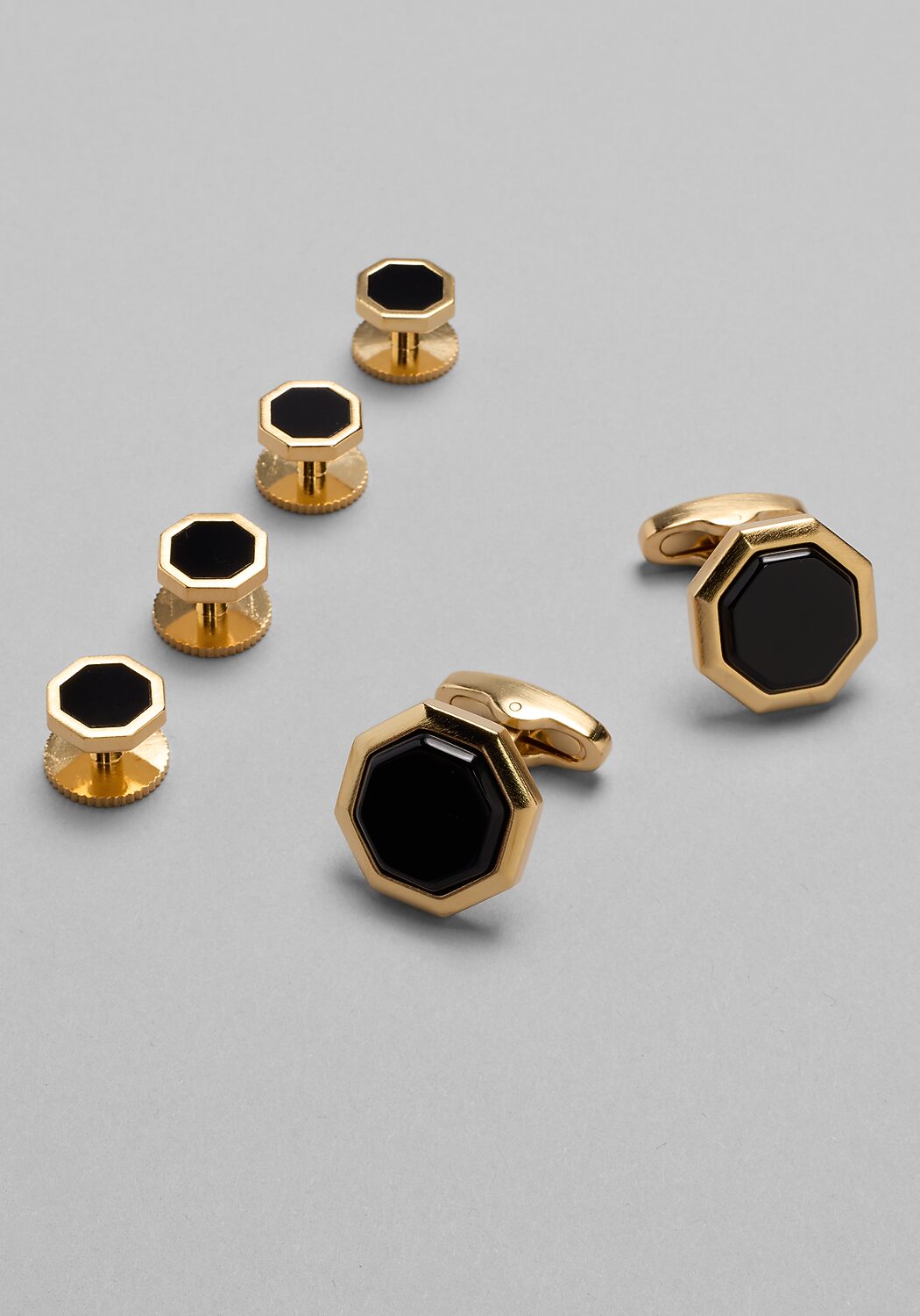 Jos. A. Bank Octagonal Black Onyx Cufflink & Stud Set