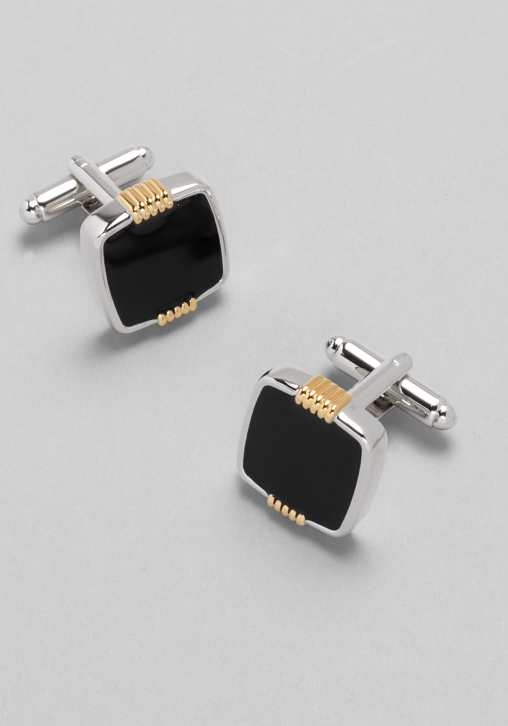 Men's Accessories, Jos. A. Bank Square Black Enamel with Gold Accent Cufflinks - Jos A Bank