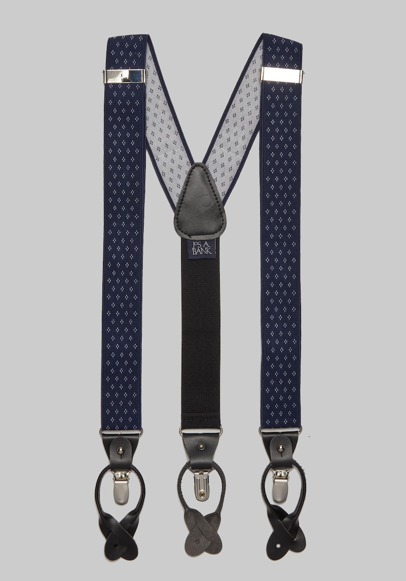 Men's Jos. A. Bank Diamond Dot Convertible Suspenders at Jos. A. Bank, Blue/Navy/White, Size One