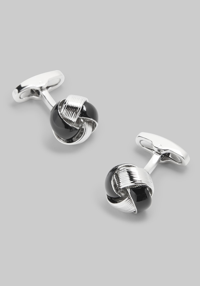 Men's Jos. A. Bank Black Enamel Knot Cufflinks at Jos. A. Bank, Black/Silver, Size One