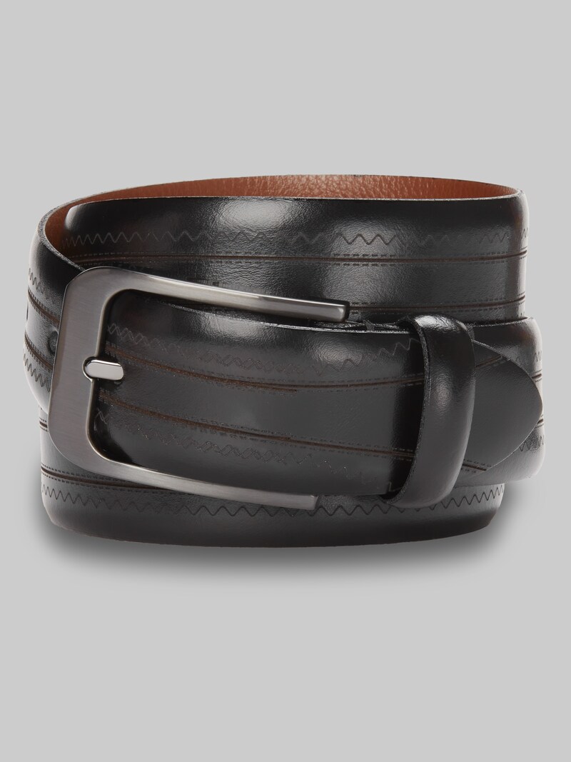 Men's Jos. A. Bank Center Laser Cut Leather Belt at Jos. A. Bank, Black, Size 40