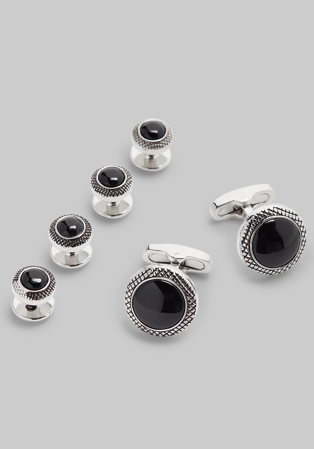 Jos. A. Bank Round Black Onyx Cufflink & Stud Set