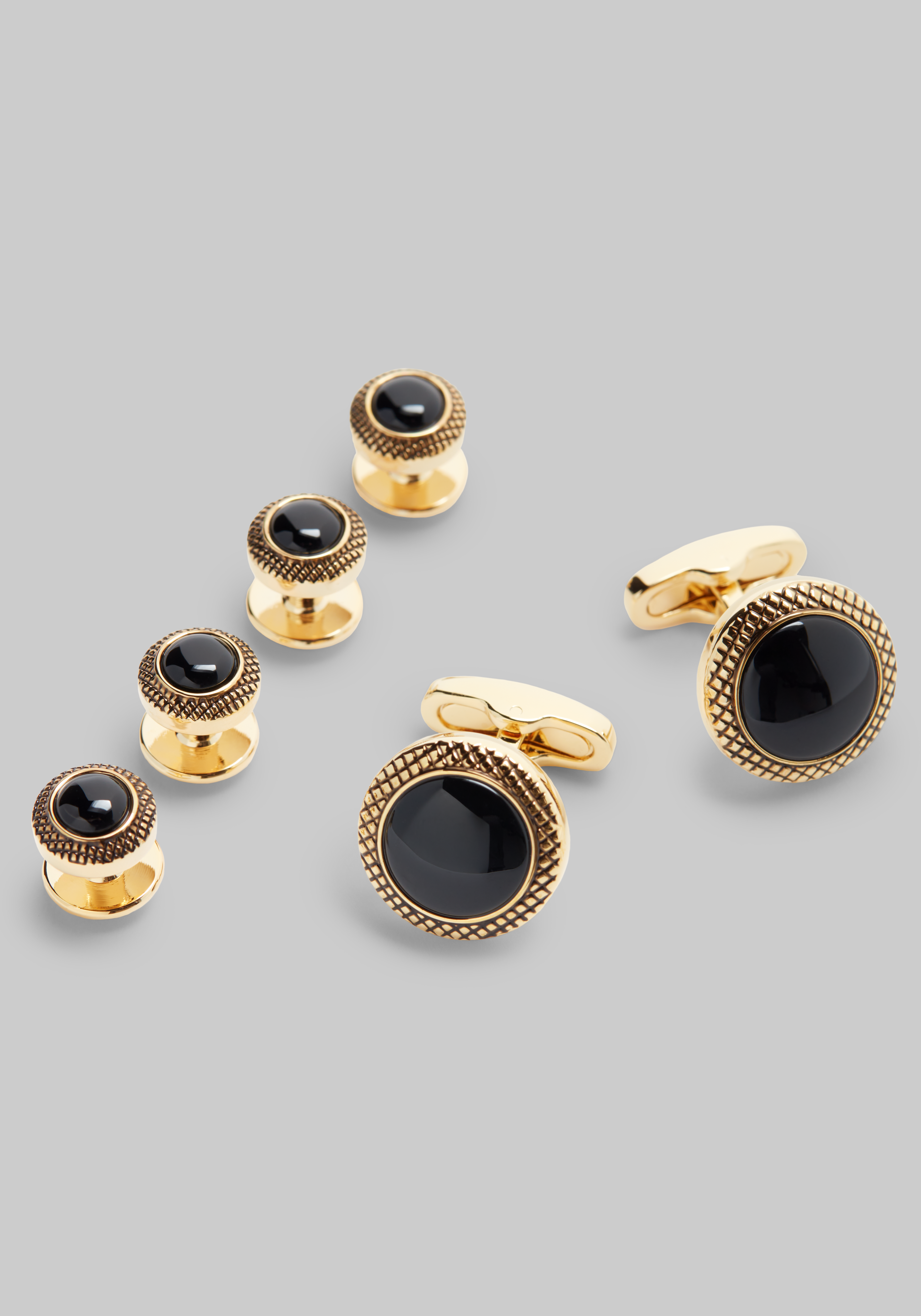 Men's Accessories, Jos. A. Bank Round Black Onyx Cufflink & Stud Set - Jos A Bank