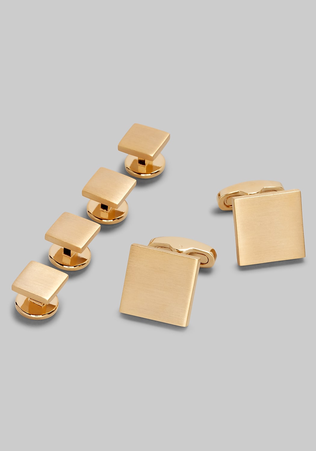 Jos. A. Bank Square Brushed Gold-Tone Cufflink & Stud Set