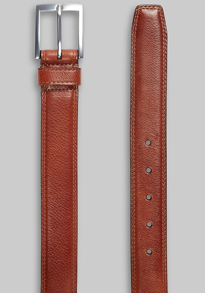 Johnston & Murphy Double Stitched Leather Belt - Johnston & Murphy