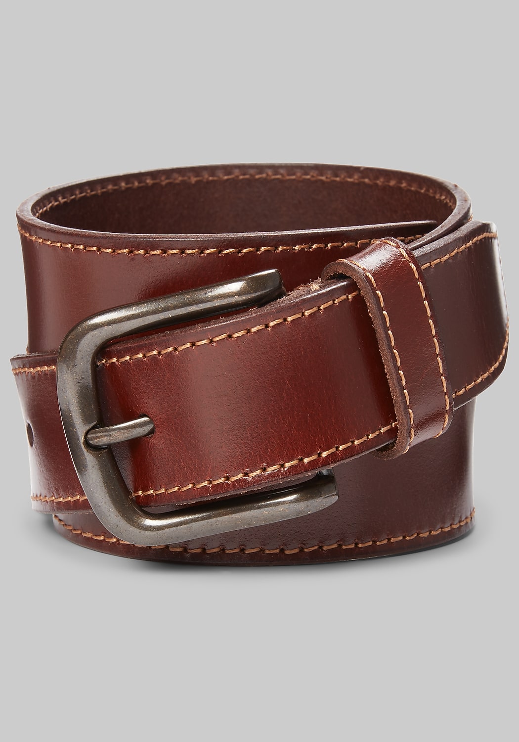 Johnston & Murphy Topstitched Leather Belt