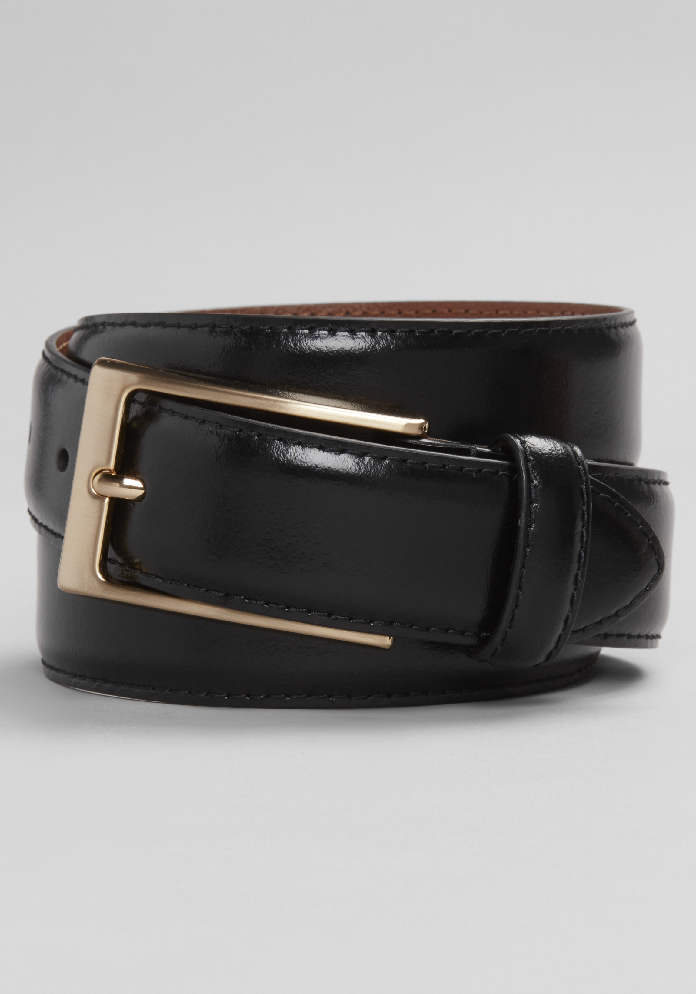Jos. A. Bank Burnished Feather Edge Stitched Leather Belt