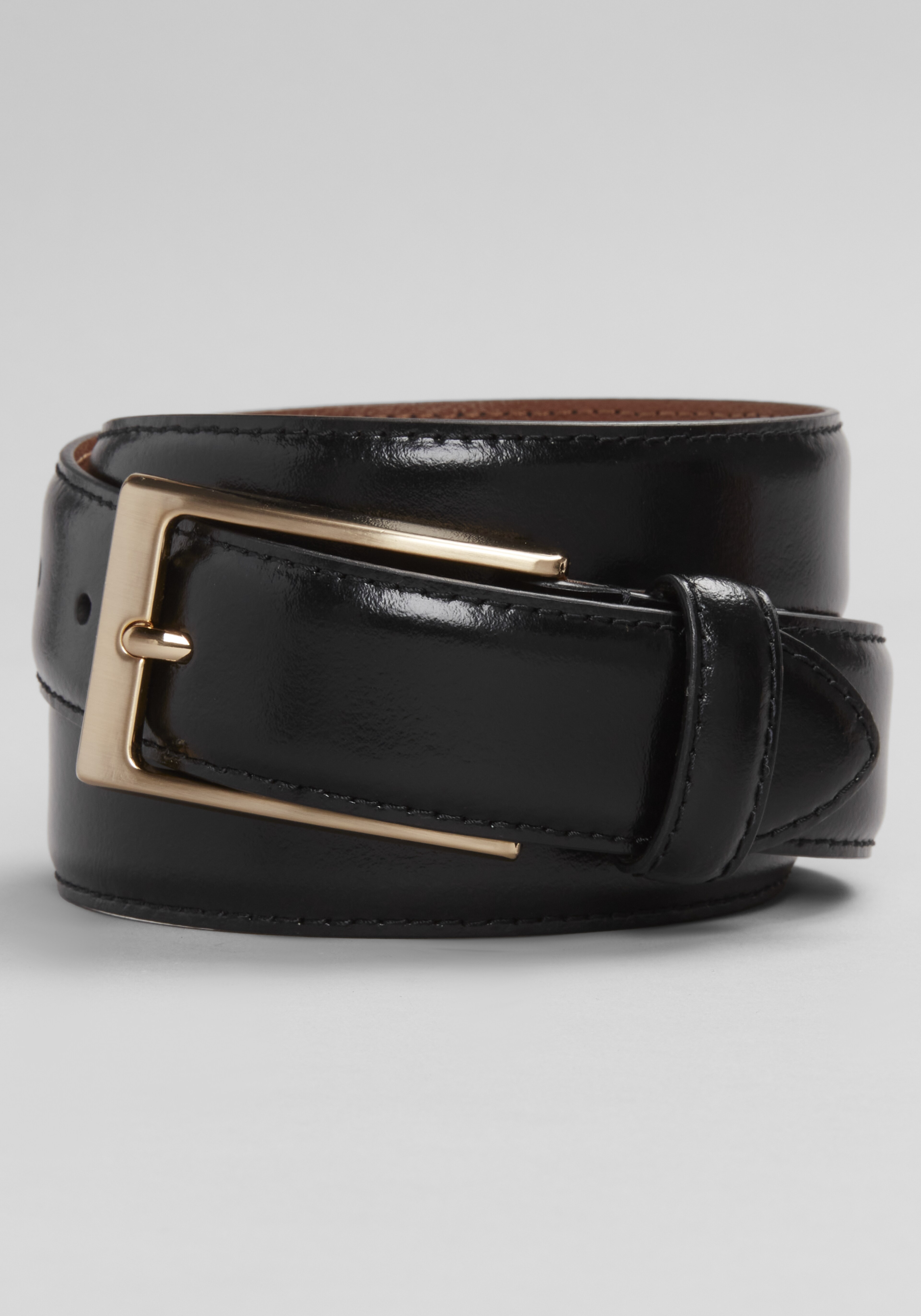 Jos. A. Bank Burnished Feather Edge Stitched Leather Belt