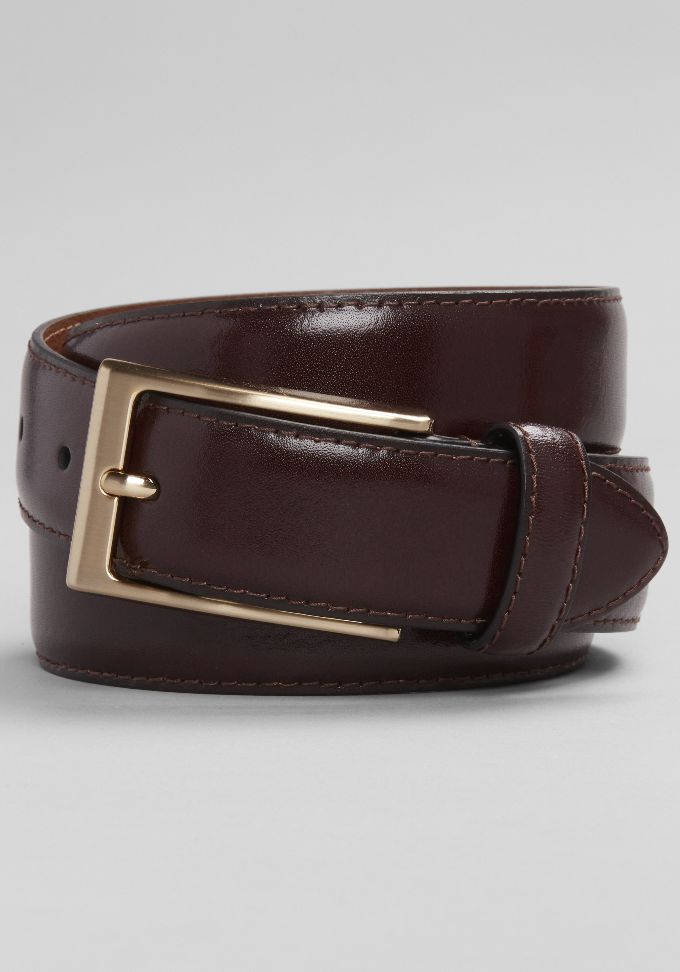 Men's Accessories, Jos. A. Bank Burnished Feather Edge Stitched Leather Belt - Jos A Bank