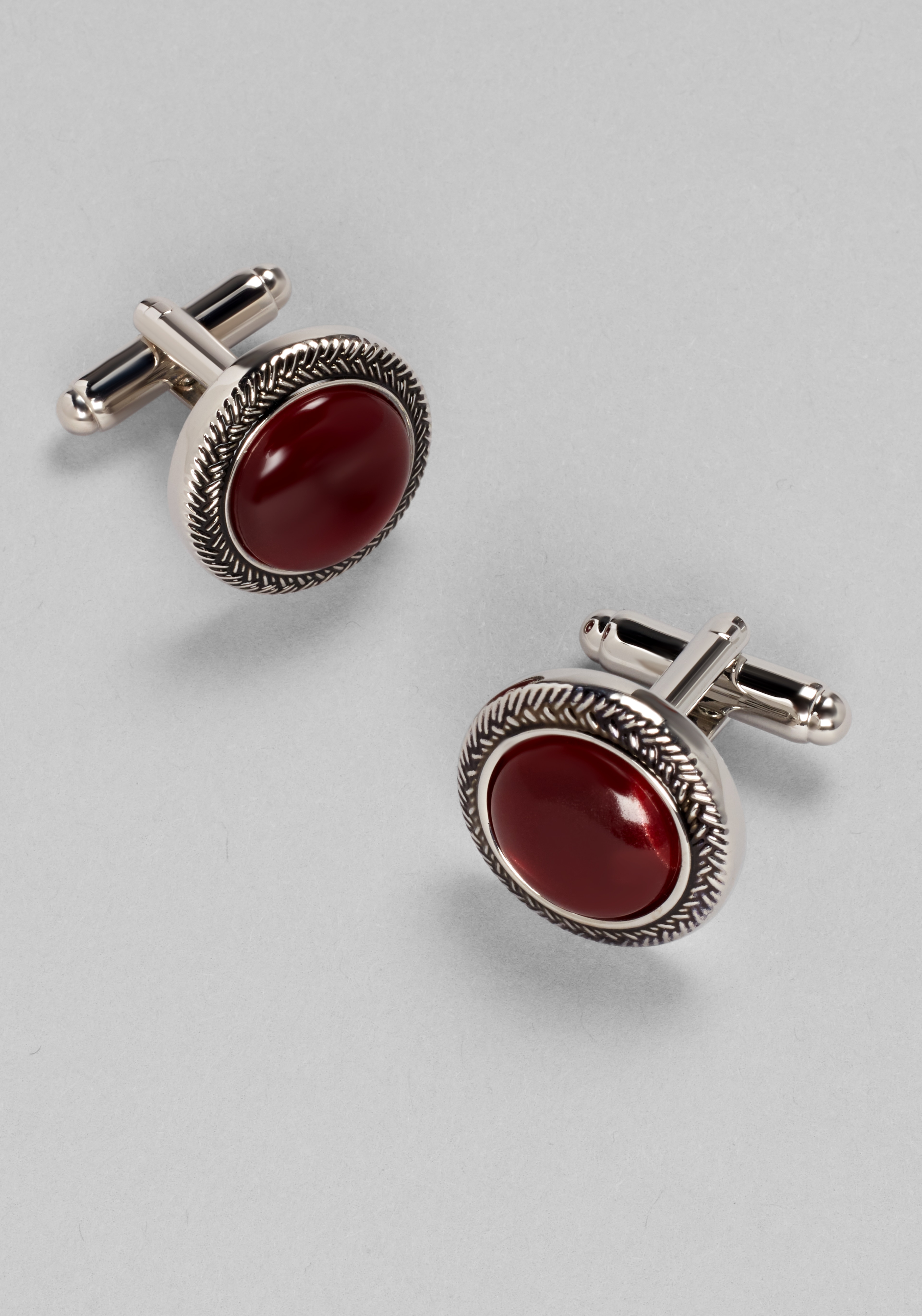 Jos. A. Bank Round Stone Antique Silver Braided Border Cufflinks