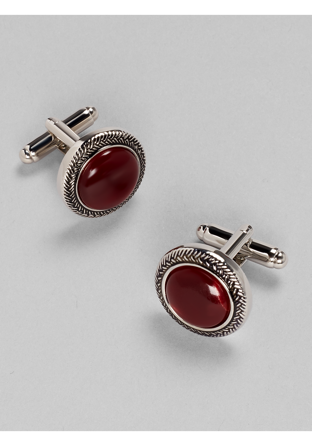 Jos. A. Bank Round Stone Antique Silver Braided Border Cufflinks