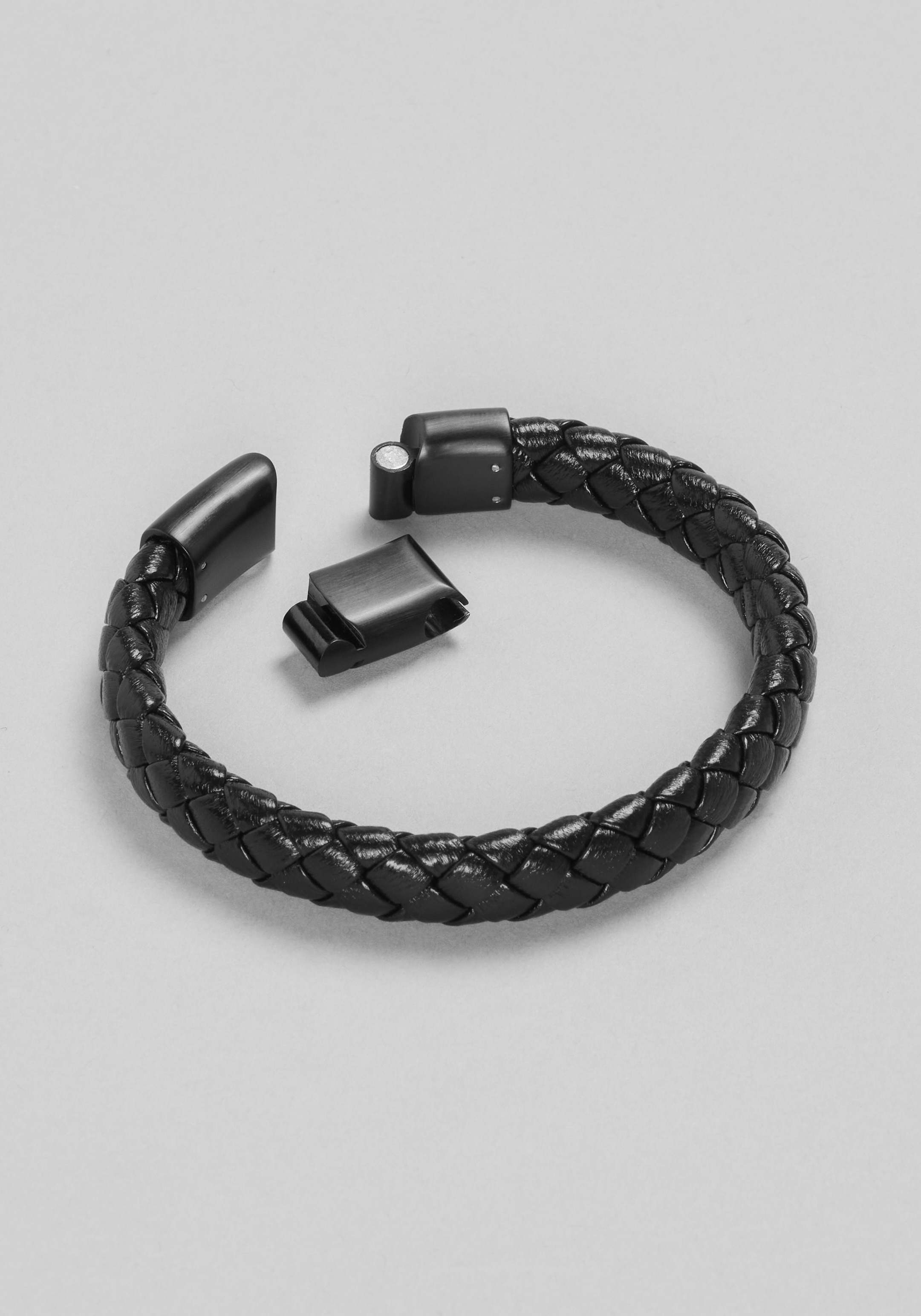 Jos. A. Bank Adjustable Braided Leather Bracelet with Magnetic Closure