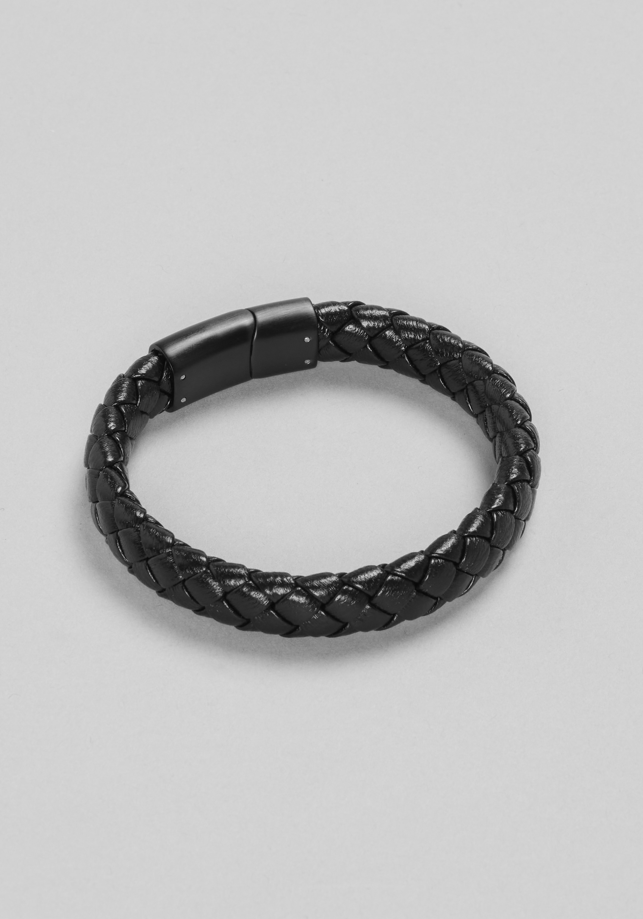 Jos. A. Bank Adjustable Braided Leather Bracelet with Magnetic Closure
