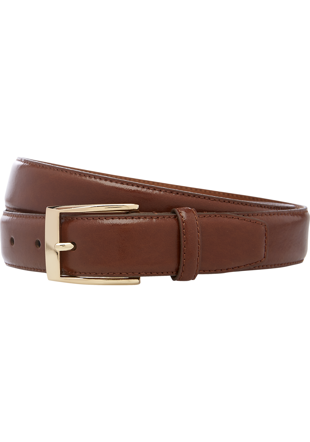 Jos.A.Bank Leather Belt with Gold- Tone Buckle - Long