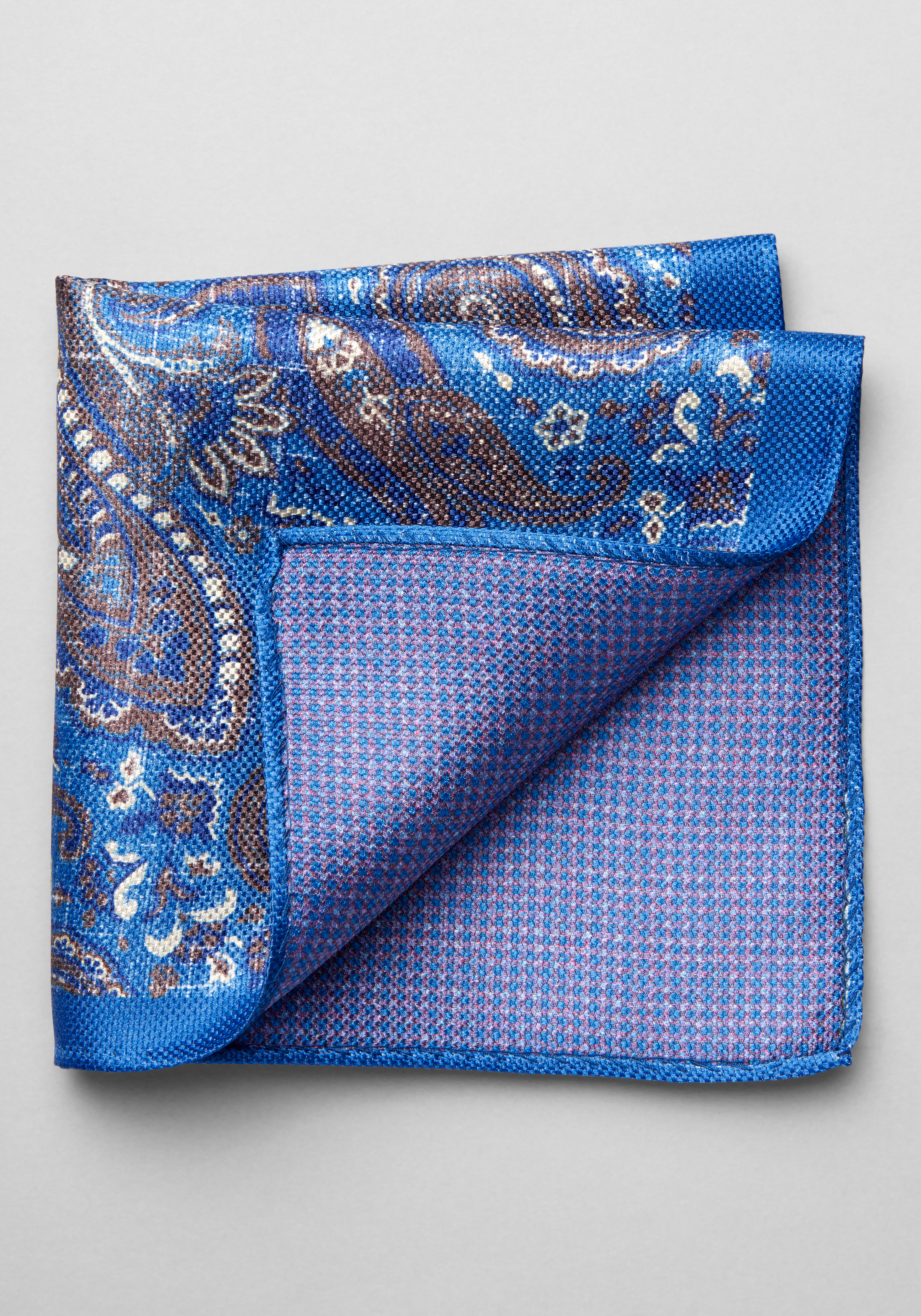 Jos. A. Bank Paisley & Mini Check Reversible Pocket Square All