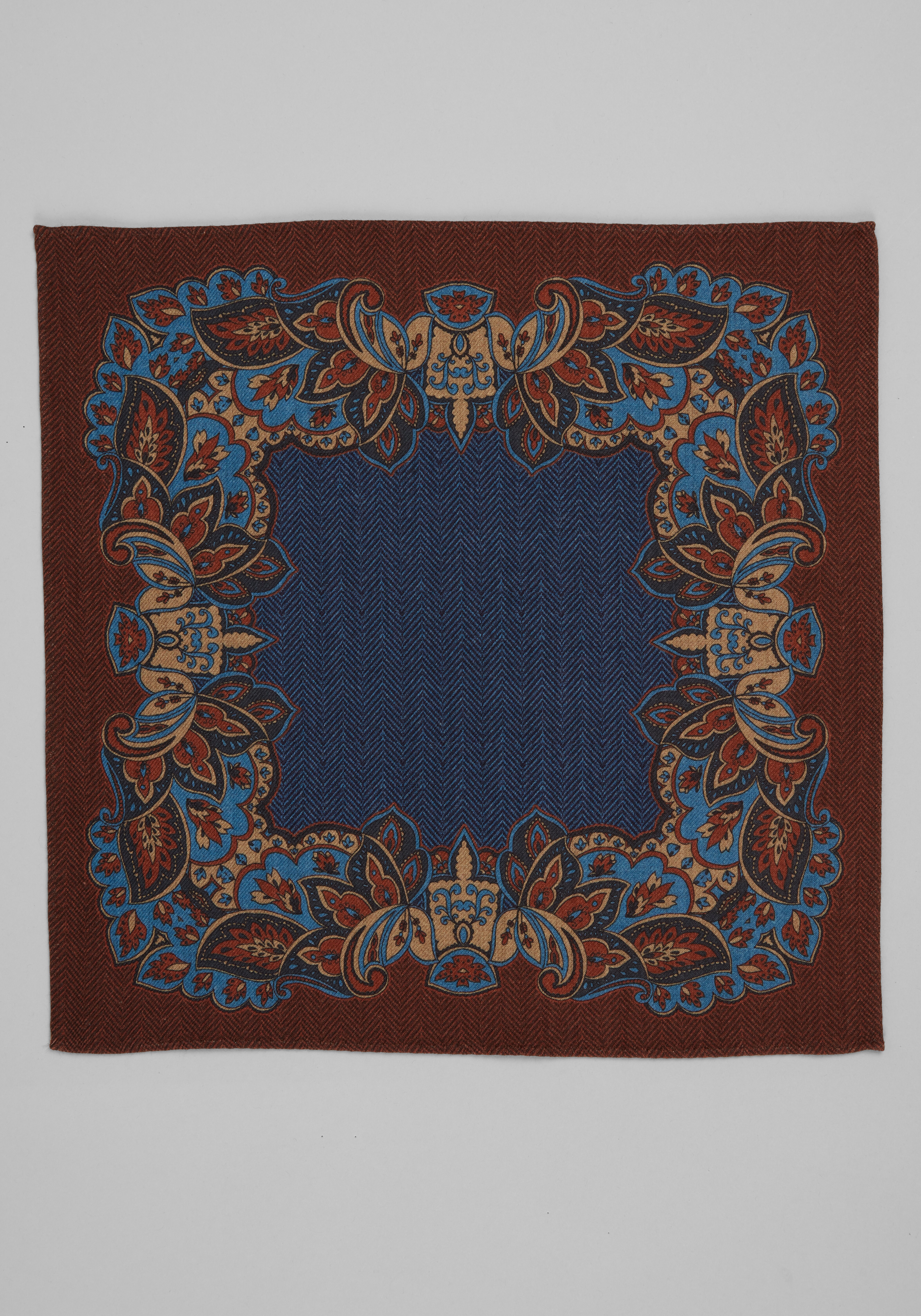 Jos. A. Bank Paisley & Herringbone Reversible Wool Pocket Square