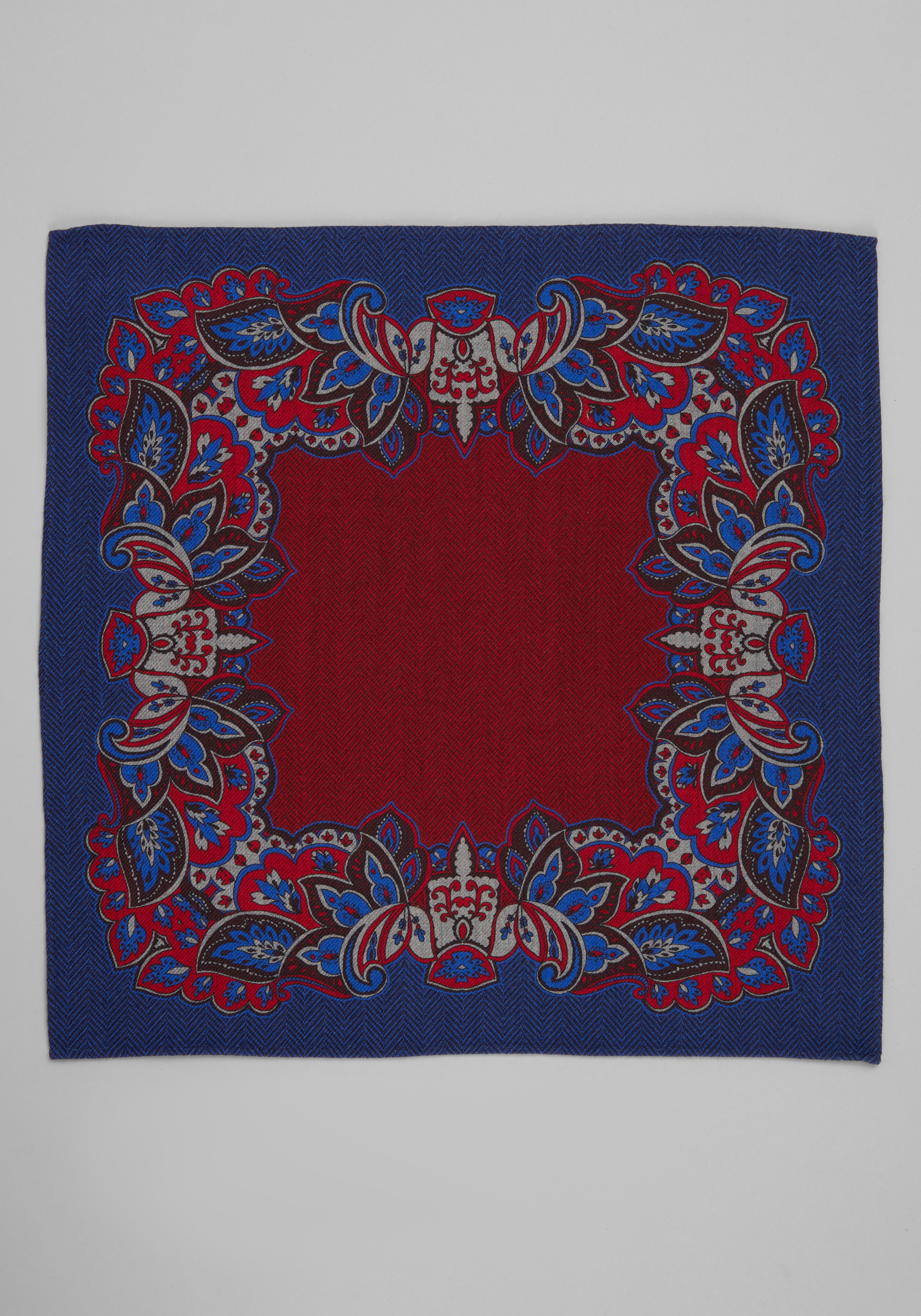 Jos. A. Bank Paisley & Herringbone Reversible Wool Pocket Square CLEARANCE