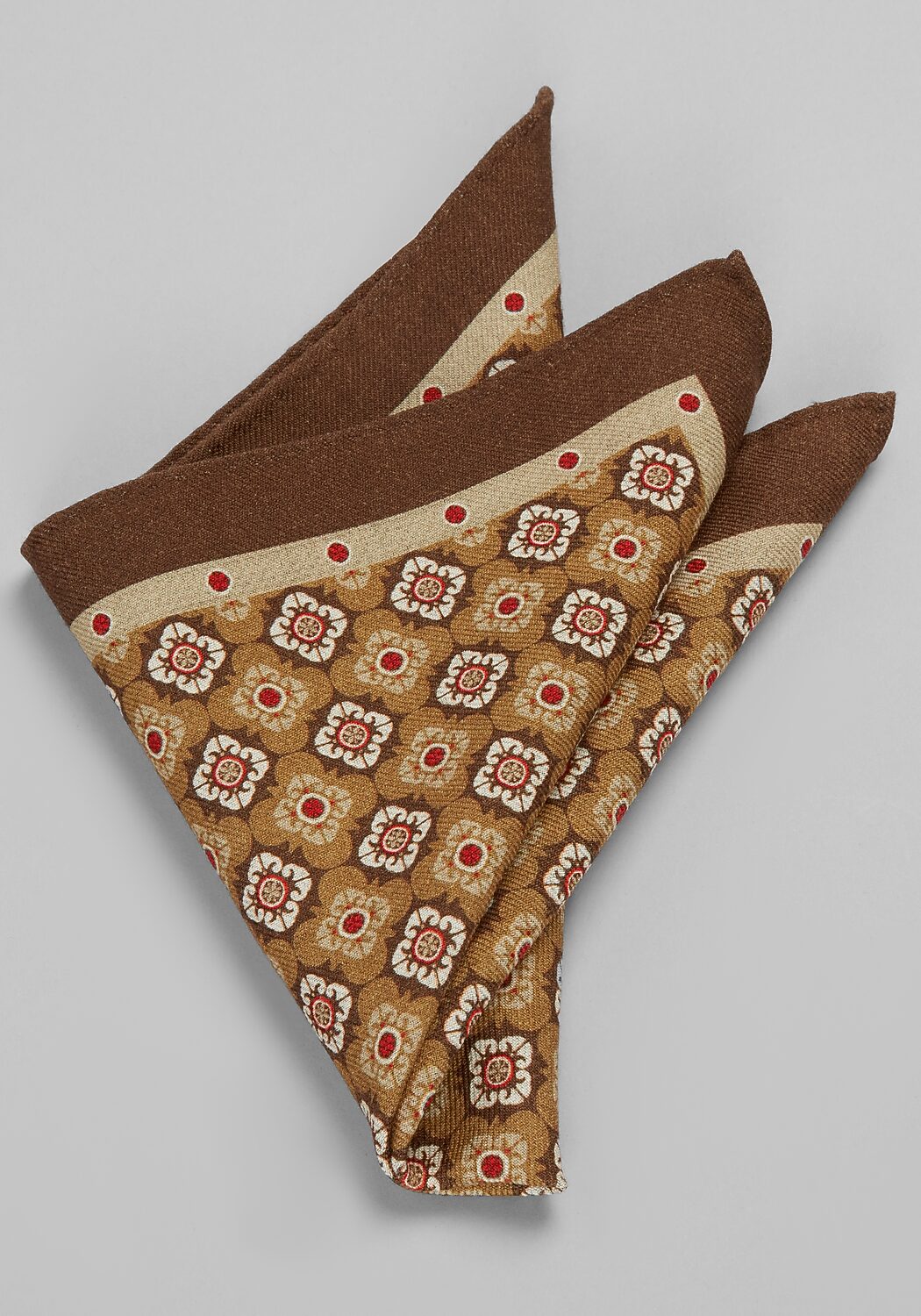 Jos. A. Bank Medallion & Herringbone Reversible Wool Pocket Square