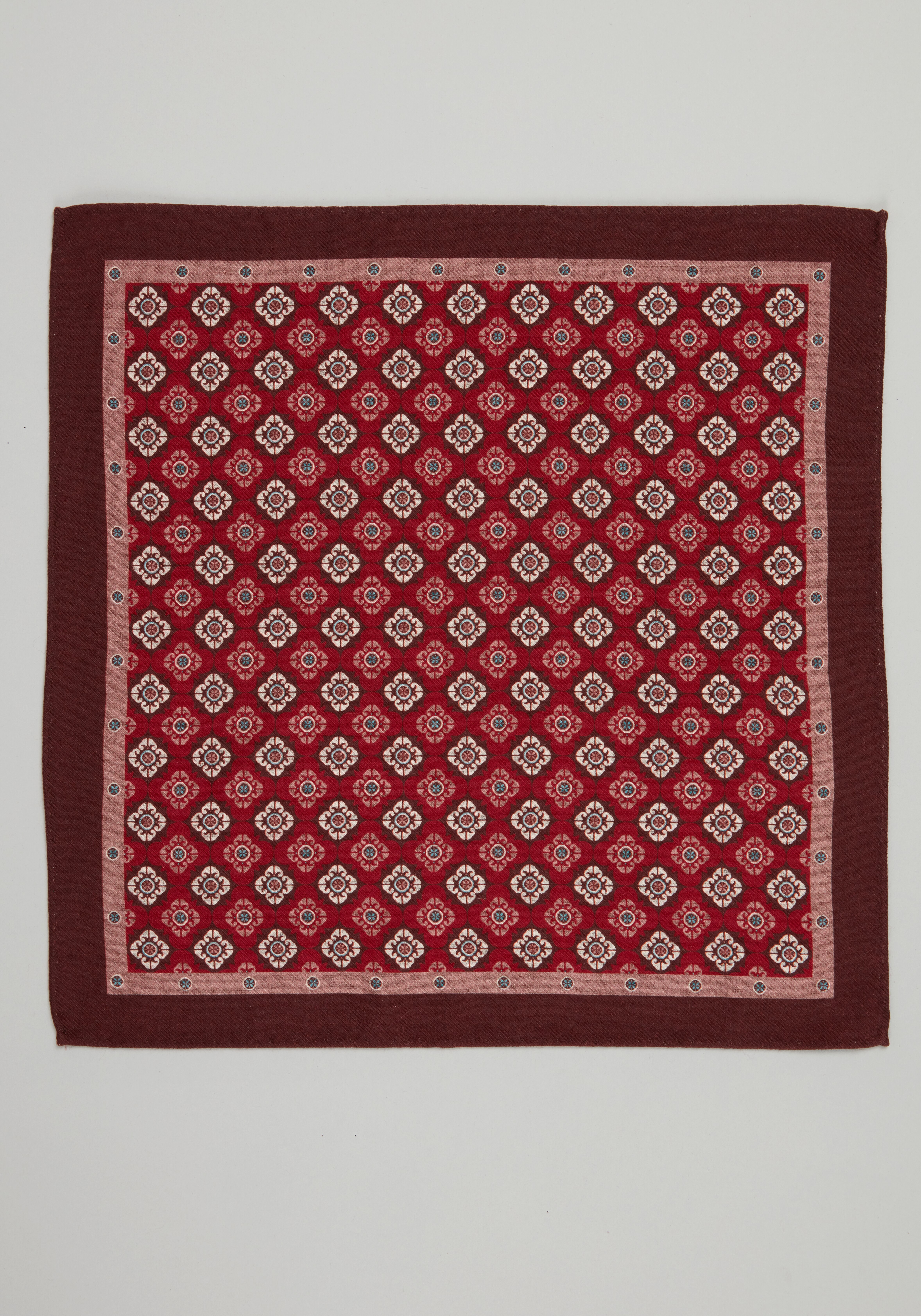 Jos. A. Bank Medallion & Herringbone Reversible Wool Pocket Square