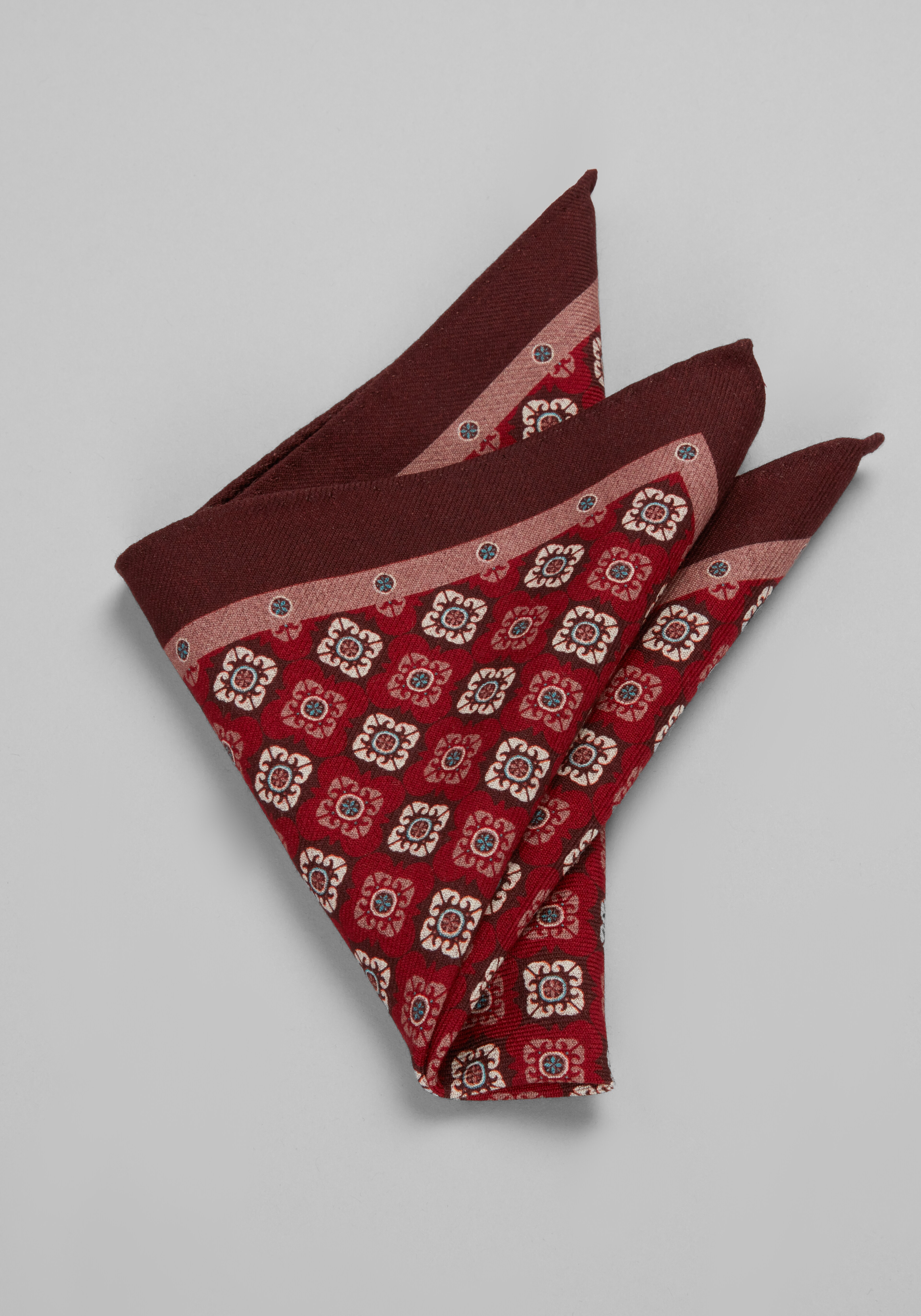 Jos. A. Bank Medallion & Herringbone Reversible Wool Pocket Square