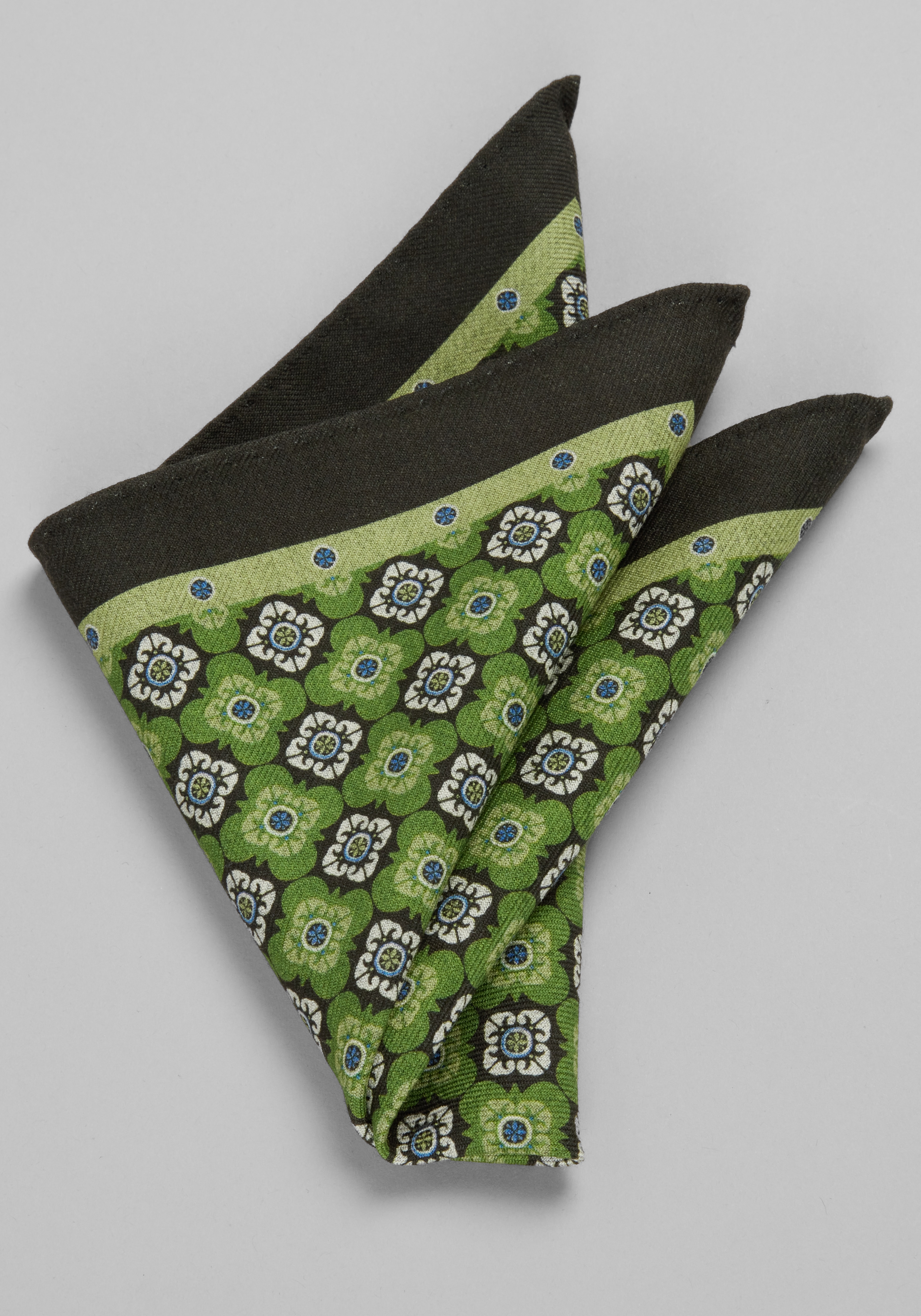 Jos. A. Bank Medallion & Herringbone Reversible Wool Pocket Square CLEARANCE