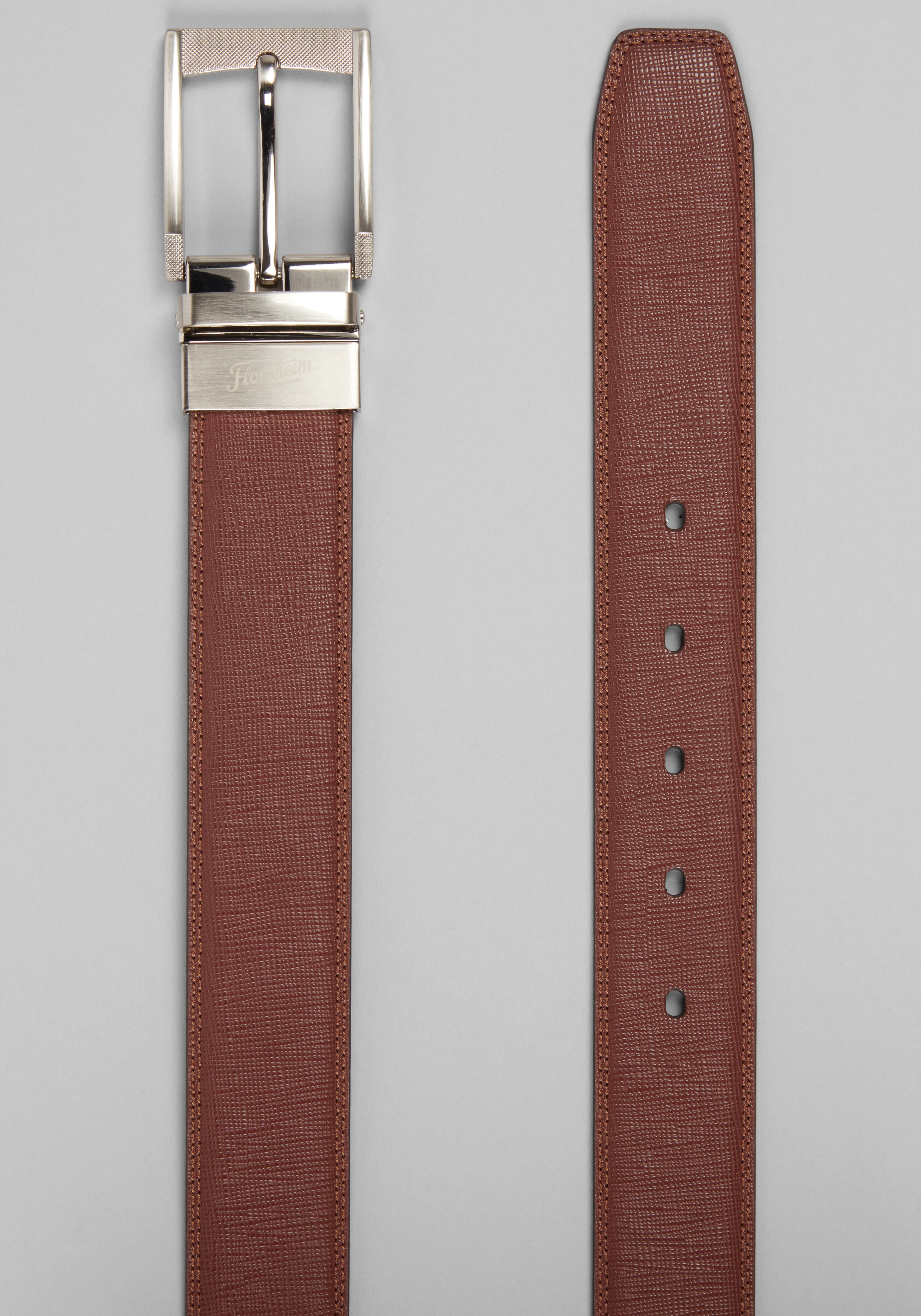 Florsheim Stitched Feather Edge Textured Reversible Belt - Big & Tall CLEARANCE