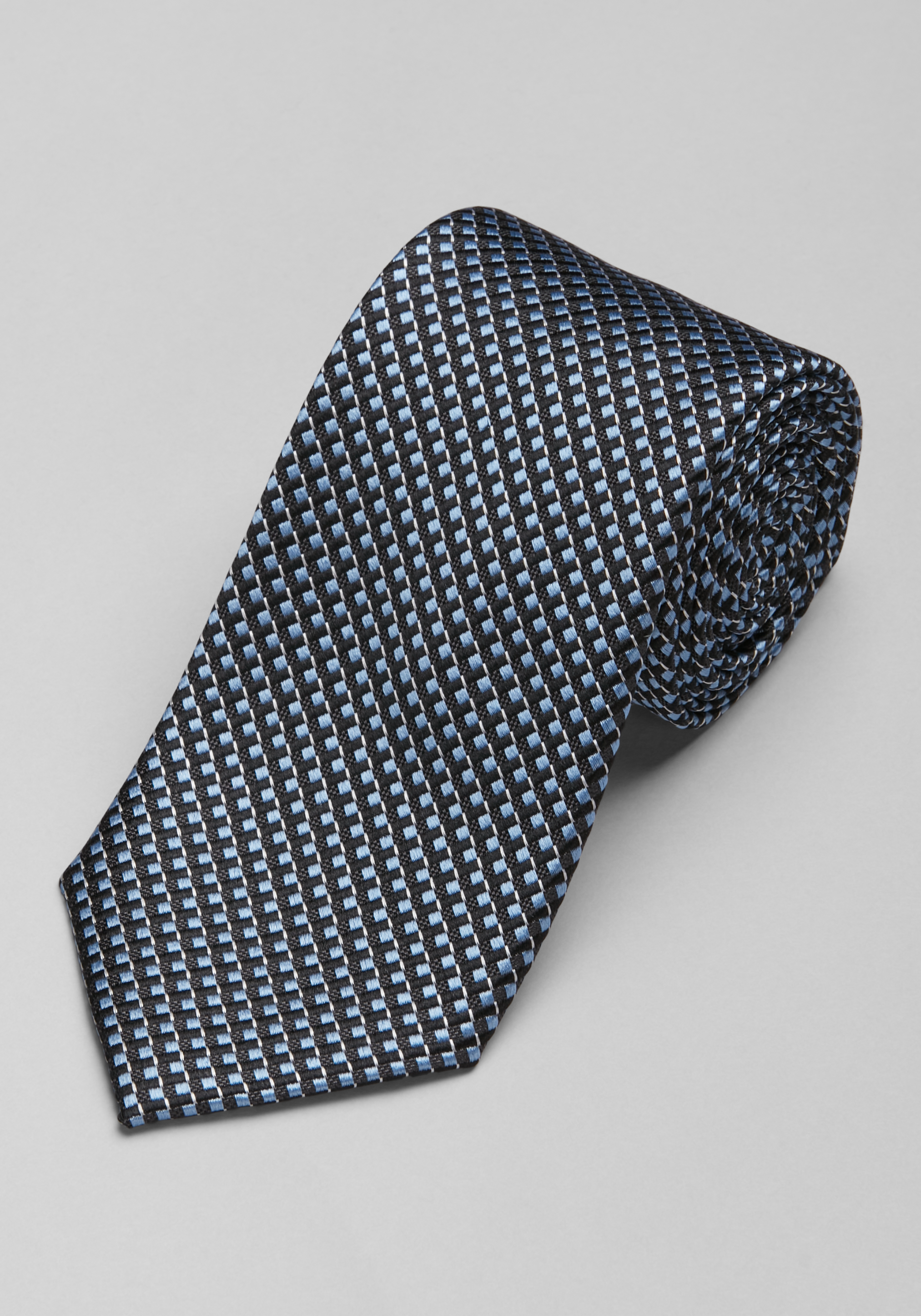 Jos A hot Bank Reserve Collection Mini Medallion Tie, blue/silver/black