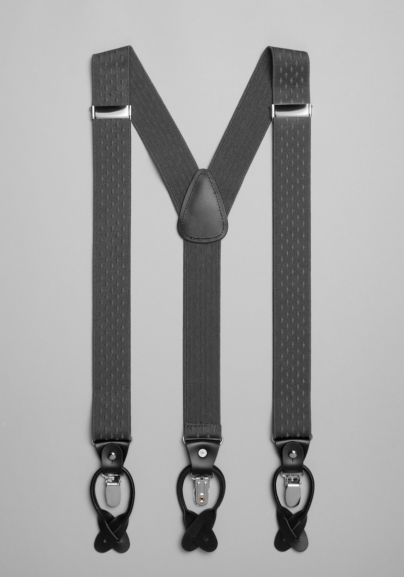 JoS. A. Bank Men's Jos. A Bank Stretch Solid Suspenders, Charcoal, One Size