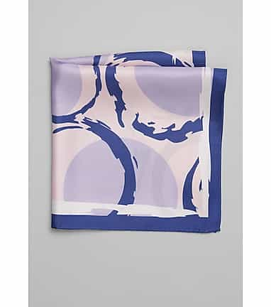 Hermes Navy & White Silk Abstract Men's Pocket Square