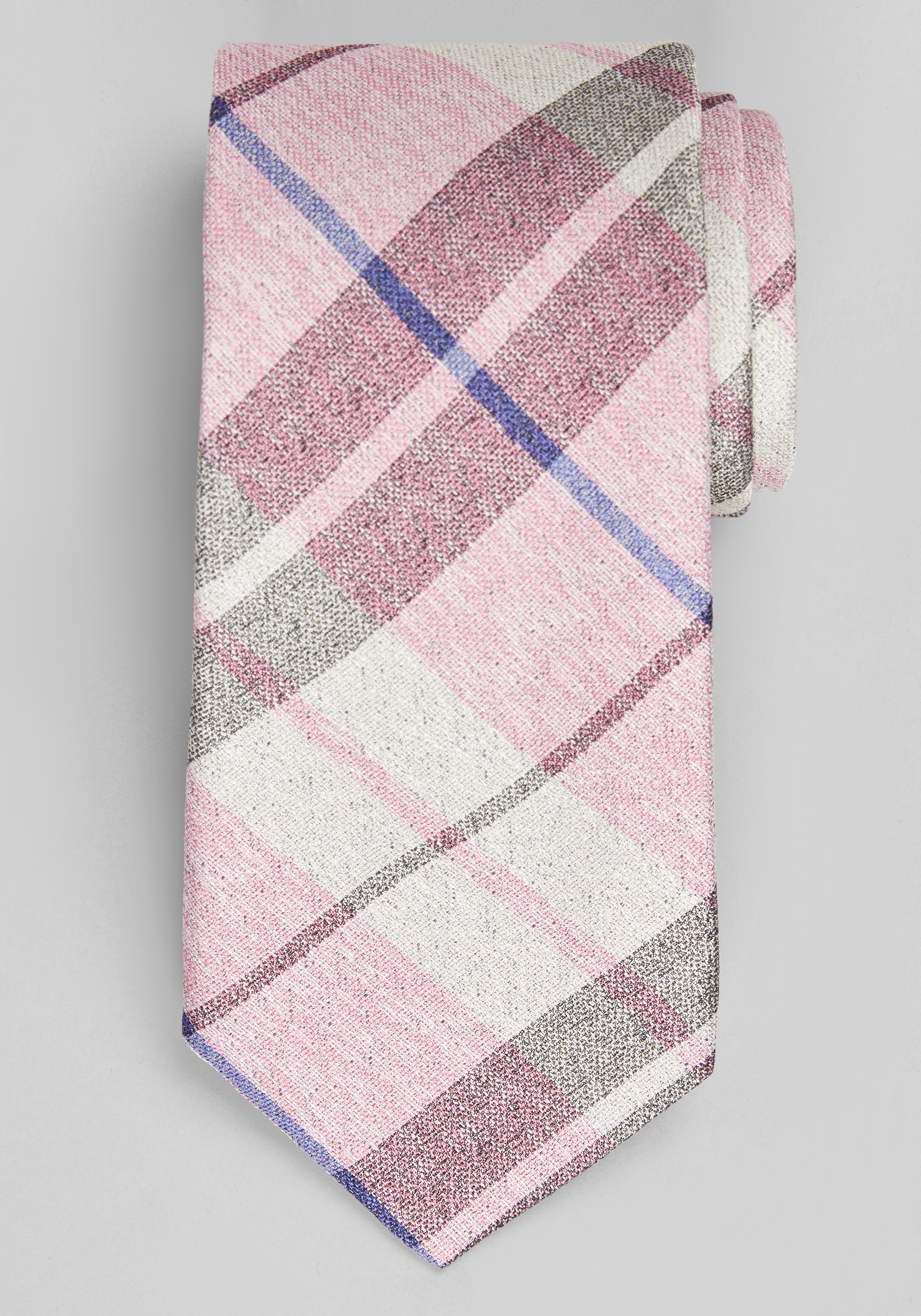 Men's New!, Reserve Collection Textured Happy Plaid Silk Tie - Jos A Bank