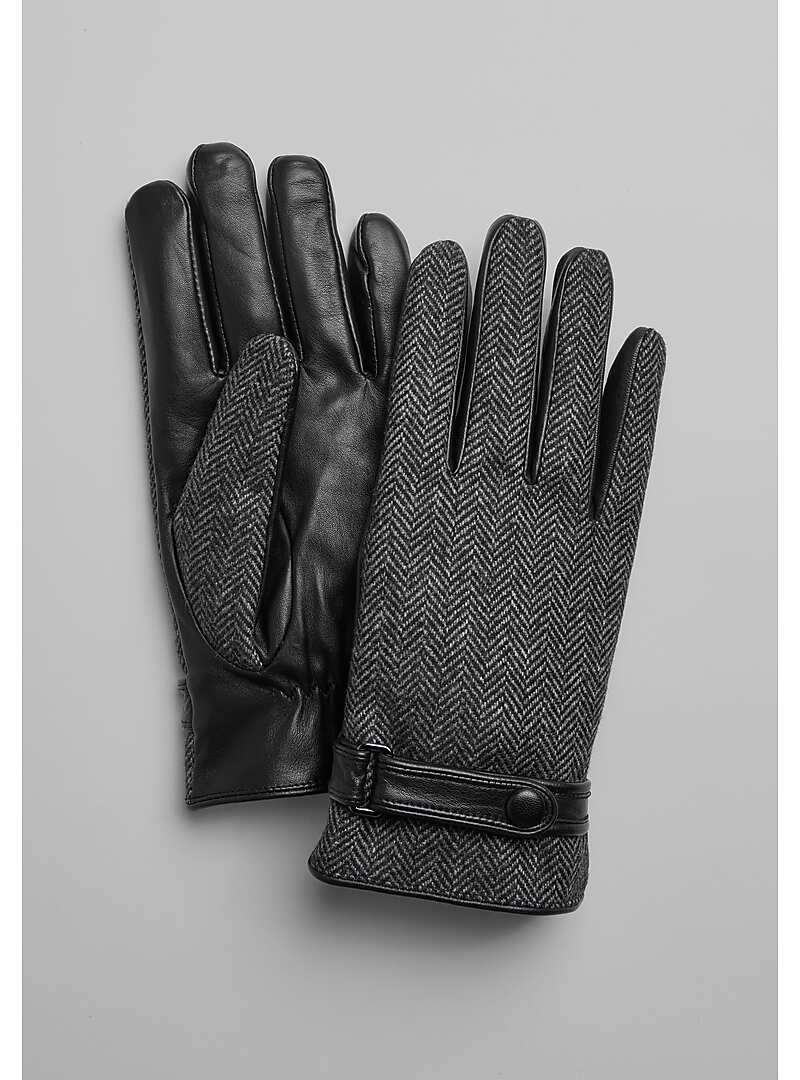 Jos. A. Bank Herringbone Fabric and Leather Gloves CLEARANCE All