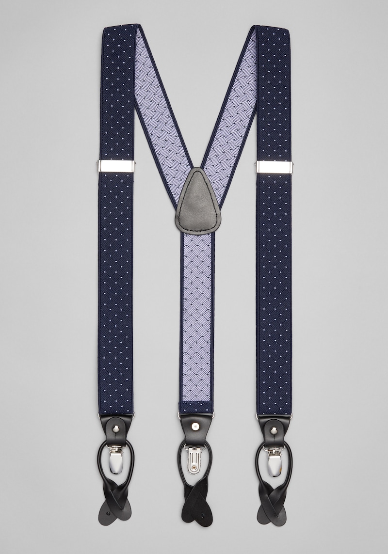 JoS. A. Bank Men's Jos. A Bank Stretch Dot Suspenders, Navy, One Size