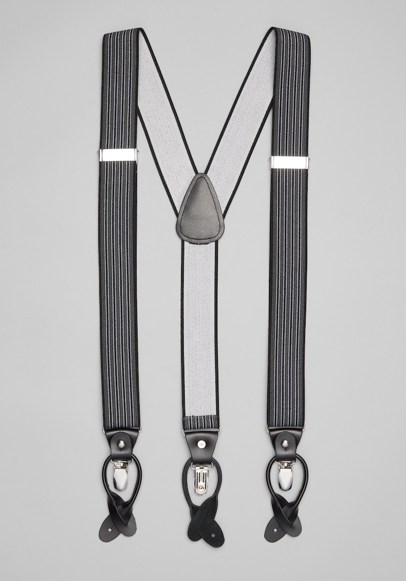 JoS. A. Bank Men's Jos. A Bank Stretch Stripe Suspenders, Charcoal, One Size