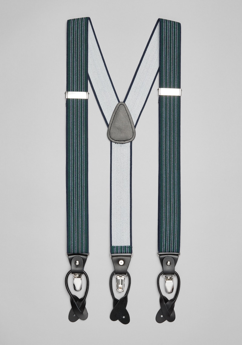JoS. A. Bank Men's Jos. A Bank Stretch Stripe Suspenders, Green, One Size